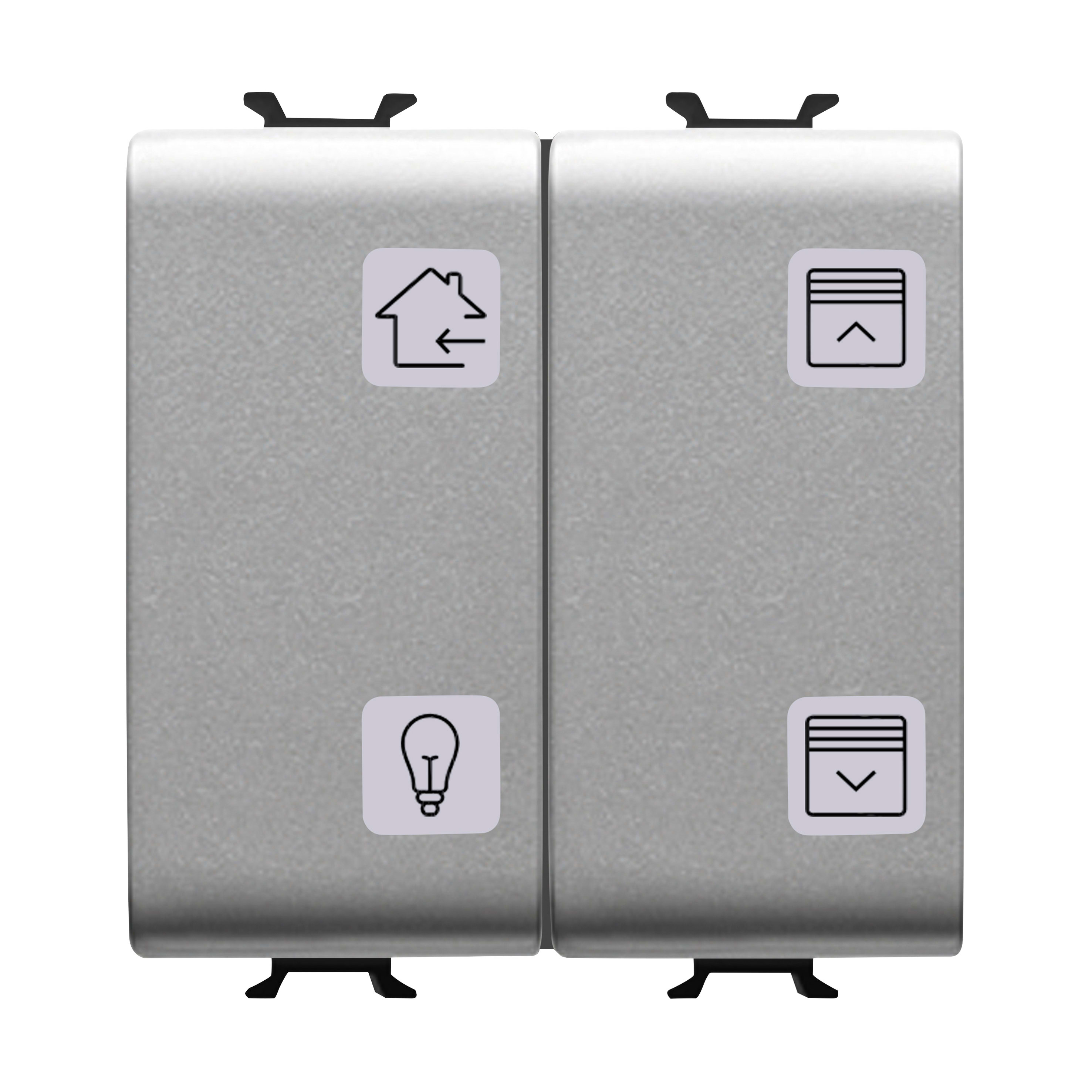 GEWISS - PULSANTIERA CON SIMBOLI INTERCAMBIABILI - KNX - 4 CANALI - 2 MODULI - TITANIO - CHORUSMART