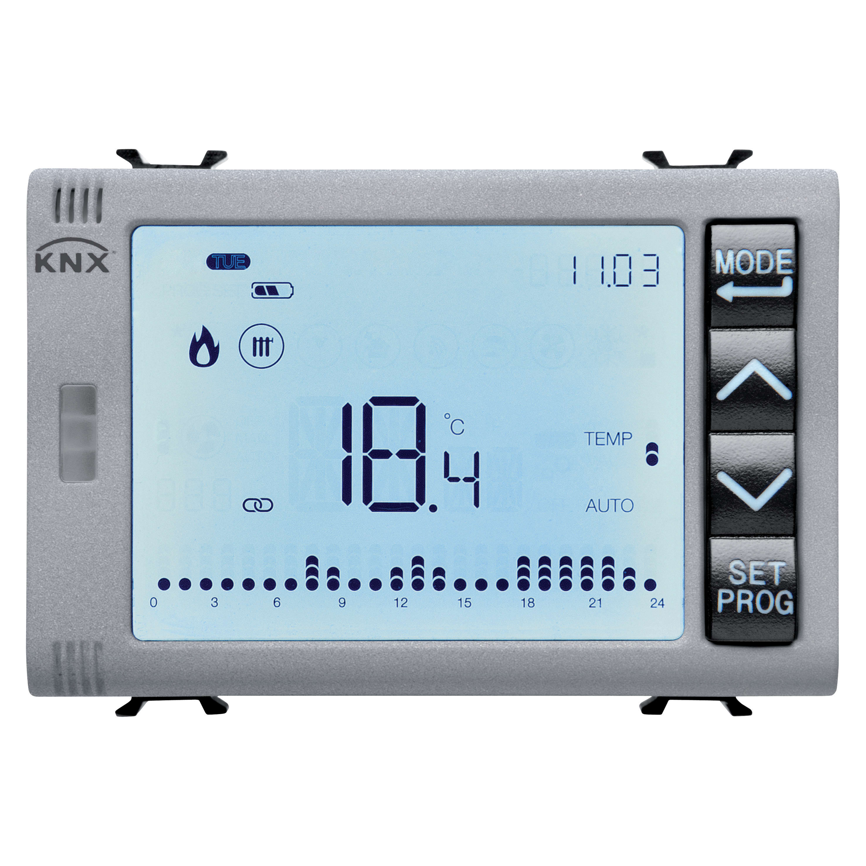 GEWISS - CRONOTERMOSTATO PROGRAMMATORE CON GESTIONE UMIDITÀ - KNX - 3 MODULI - TITANIO - CHORUSMART