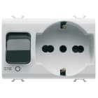 GEWISS - PRESA INTERBLOCCATA - 2P+T 16A - P40 - CON INTERRUTTORE MAGNETOTERMICO 1P+N 16A - 230V ac - 3 MODULI - BIANCO SATINATO - CHORUSMART