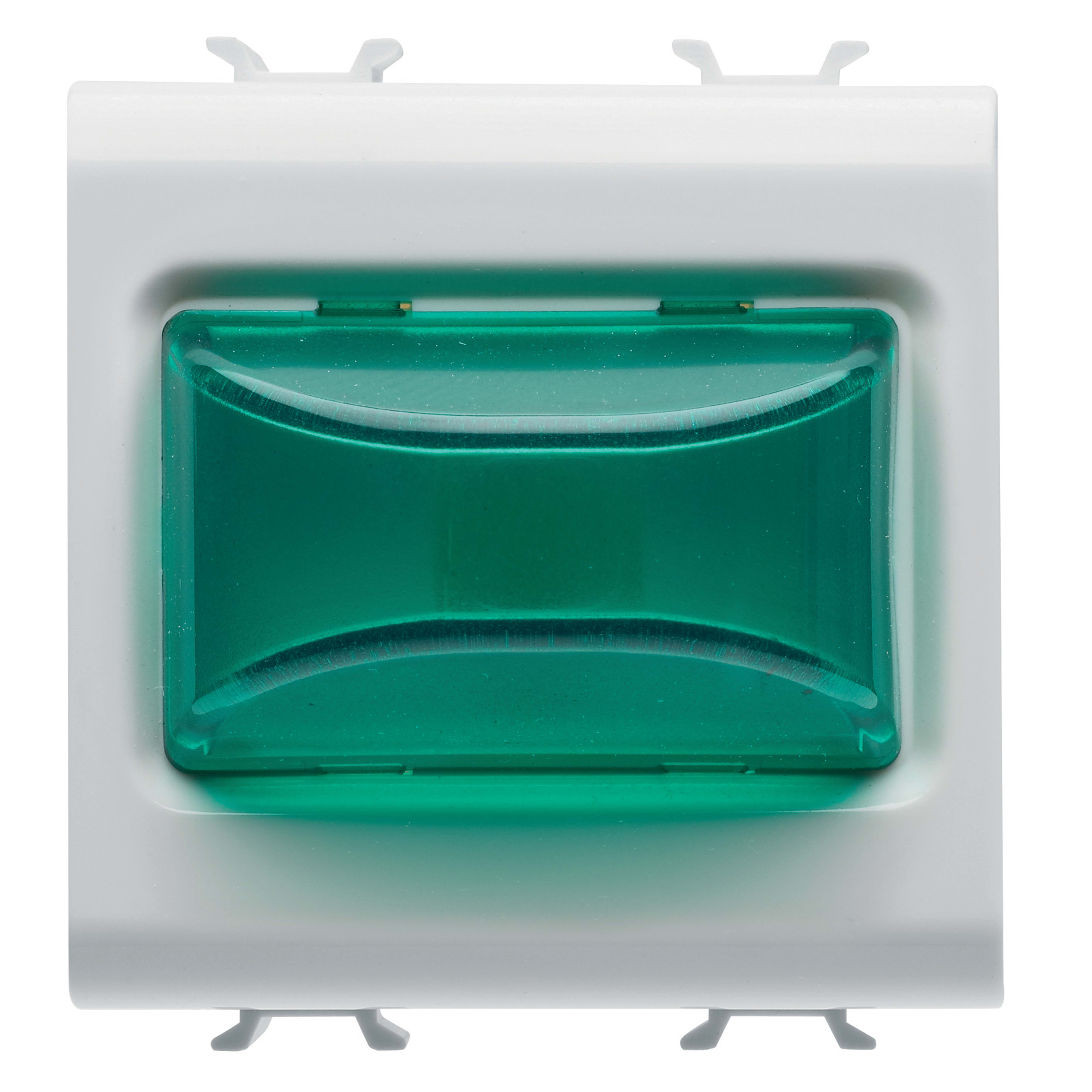 GEWISS - SPIA SPORGENTE - 12V ac/dc / 230V ac 50/60 Hz - VERDE - 2 MODULI - BIANCO SATINATO - CHORUSMART