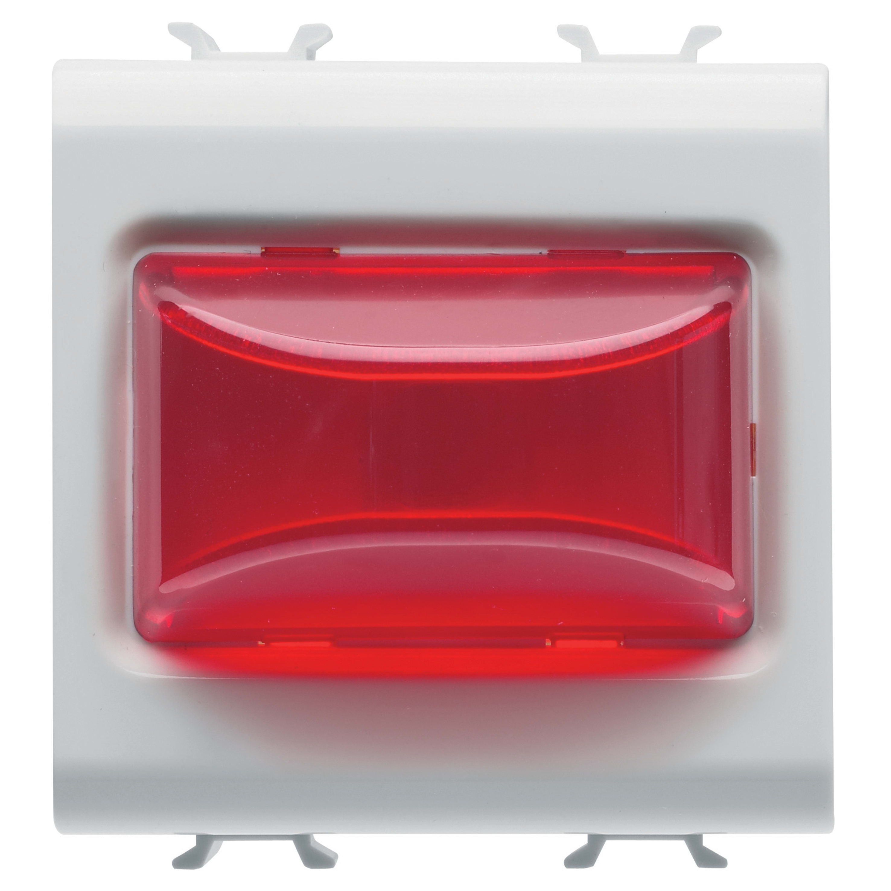 GEWISS - SPIA SPORGENTE - 12V ac/dc / 230V ac 50/60 Hz - ROSSO - 2 MODULI - BIANCO SATINATO - CHORUSMART