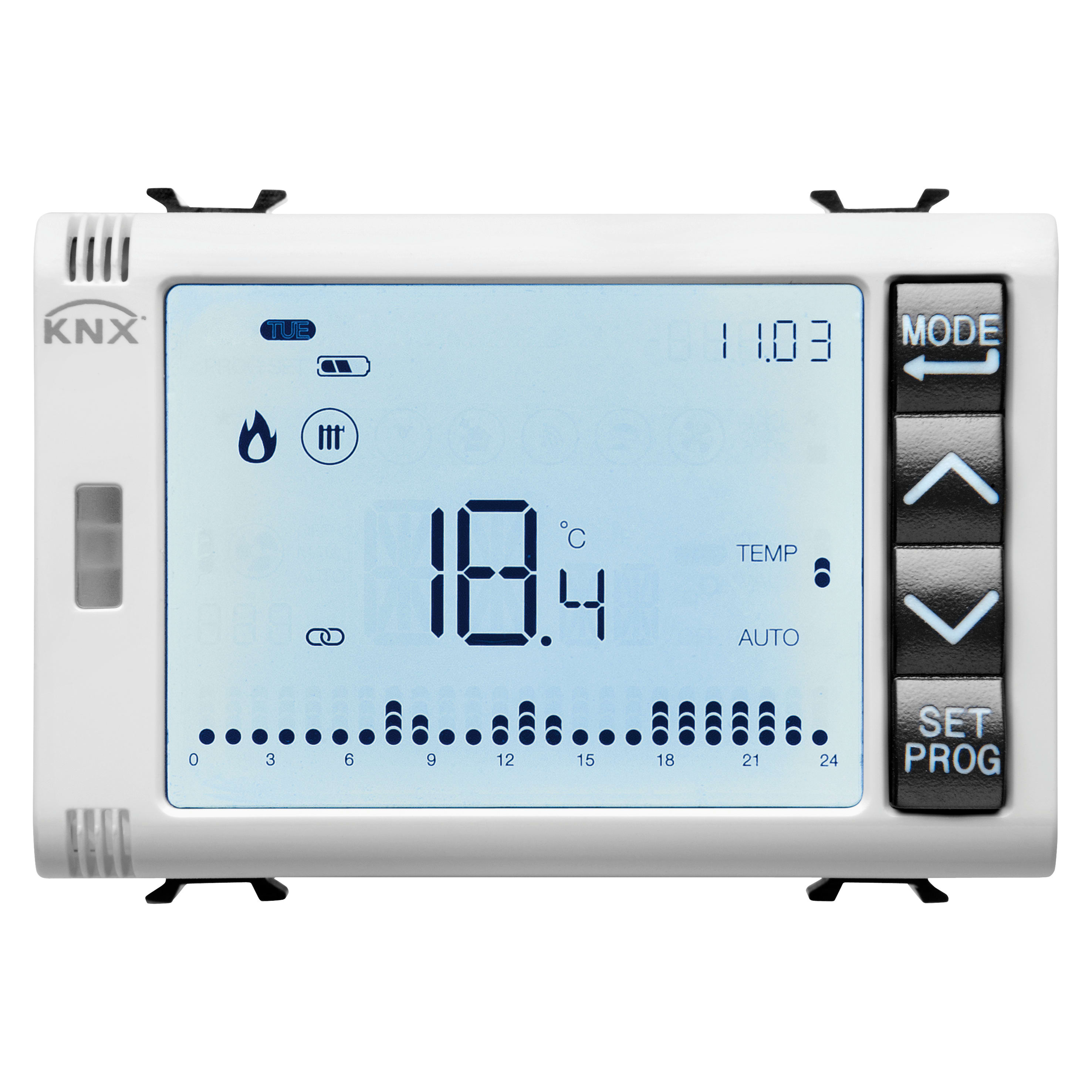 GEWISS - CRONOTERMOSTATO PROGRAMMATORE CON GESTIONE UMIDITÀ - KNX - 3 MODULI - BIANCO SATINATO - CHORUSMART