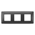 GEWISS - PLACCA ONE INTERNATIONAL - IN TECNOPOLIMERO VERNICIATO - 2+2+2 POSTI ORIZZONTALE - NERO SATINATO - CHORUSMART