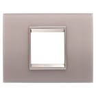 GEWISS - PLACCA LUX - IN VETRO - 2 POSTI - GRIGIO PERLA - CORNICE BRONZO CHIARO OPACO - CHORUSMART