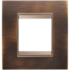 GEWISS - PLACCA LUX INTERNATIONAL - IN METALLO - 2 POSTI - OTTONE ANTICO - CORNICE BRONZO SCURO OPACO - CHORUSMART