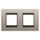 GEWISS - PLACCA LUX INTERNATIONAL - IN METALLO - 2+2 POSTI ORIZZONTALE - ALLUMINIO SPAZZOLATO LAVY - CORNICE NERO OPACO - CHORUSMART