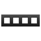 GEWISS - PLACCA LUX INTERNATIONAL - IN METALLO - 2+2+2+2 POSTI ORIZZONTALE - NERO SATINATO MONOCHROME - CHORUSMART