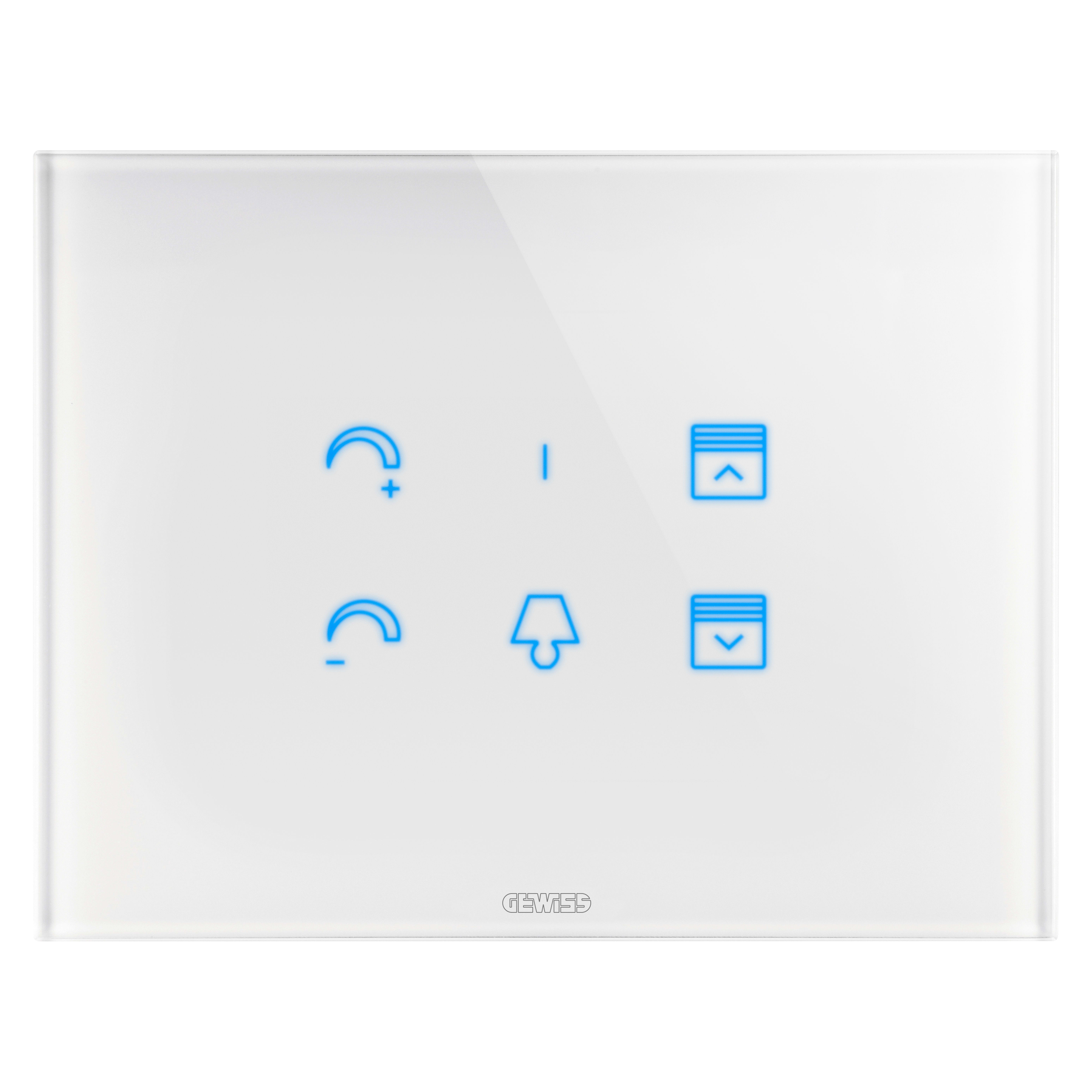 GEWISS - PLACCA ICE TOUCH - IN VETRO - CON SIMBOLI INTERCAMBIABILI - BIANCO - CHORUSMART