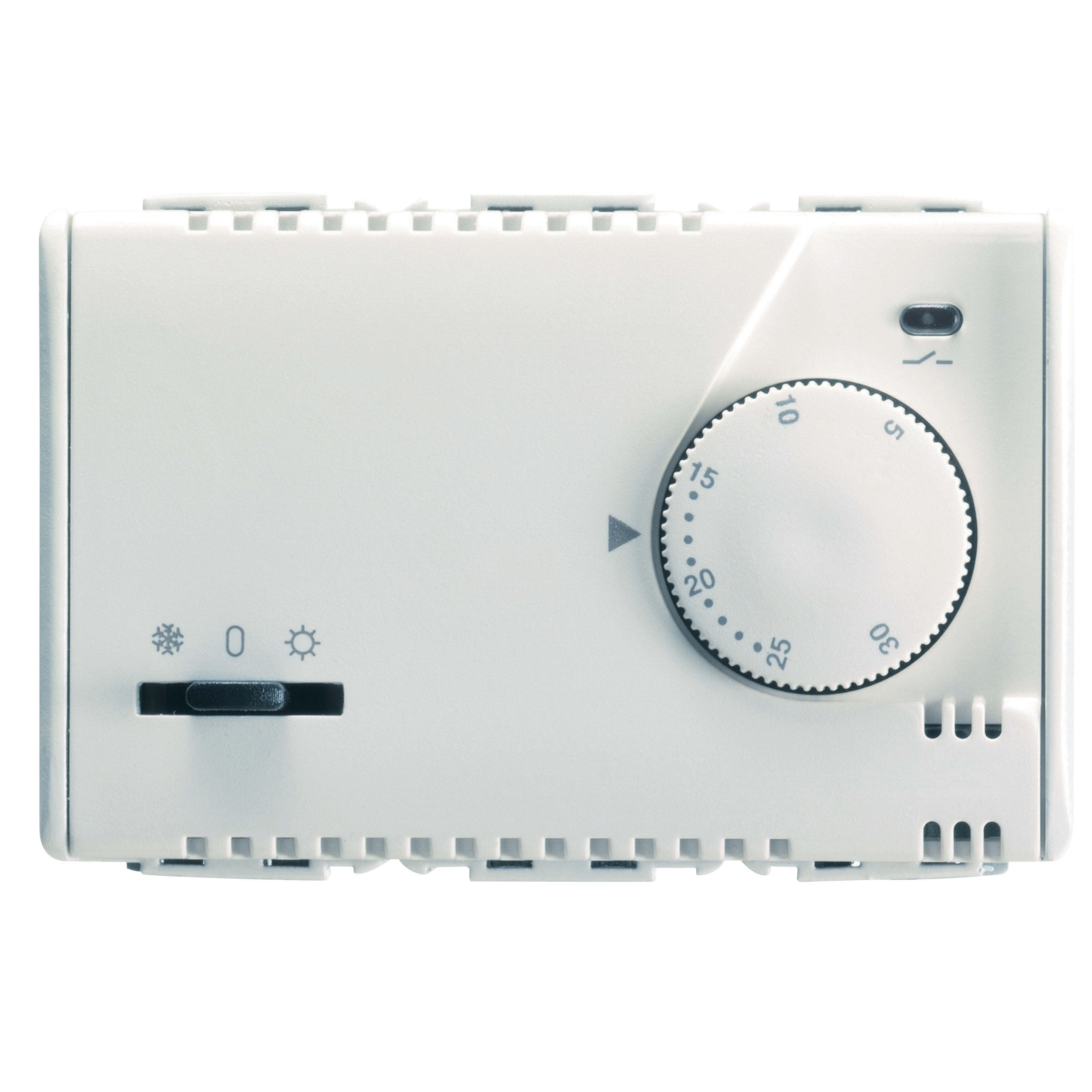 GEWISS - TERMOSTATO ELETTRONICO ESTATE/INVERNO-CON REGOLAZIONE A MANOPOLA-LED SEGNALAZIONE-230Vac 50/60Hz-3 MODULI-SYSTEM WHITE