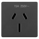 GEWISS - PRESA STANDARD AUSTRALIANO 250V ac - 2P+T 15A - SPINOTTI PIATTI - 2 MODULI - SYSTEM BLACK