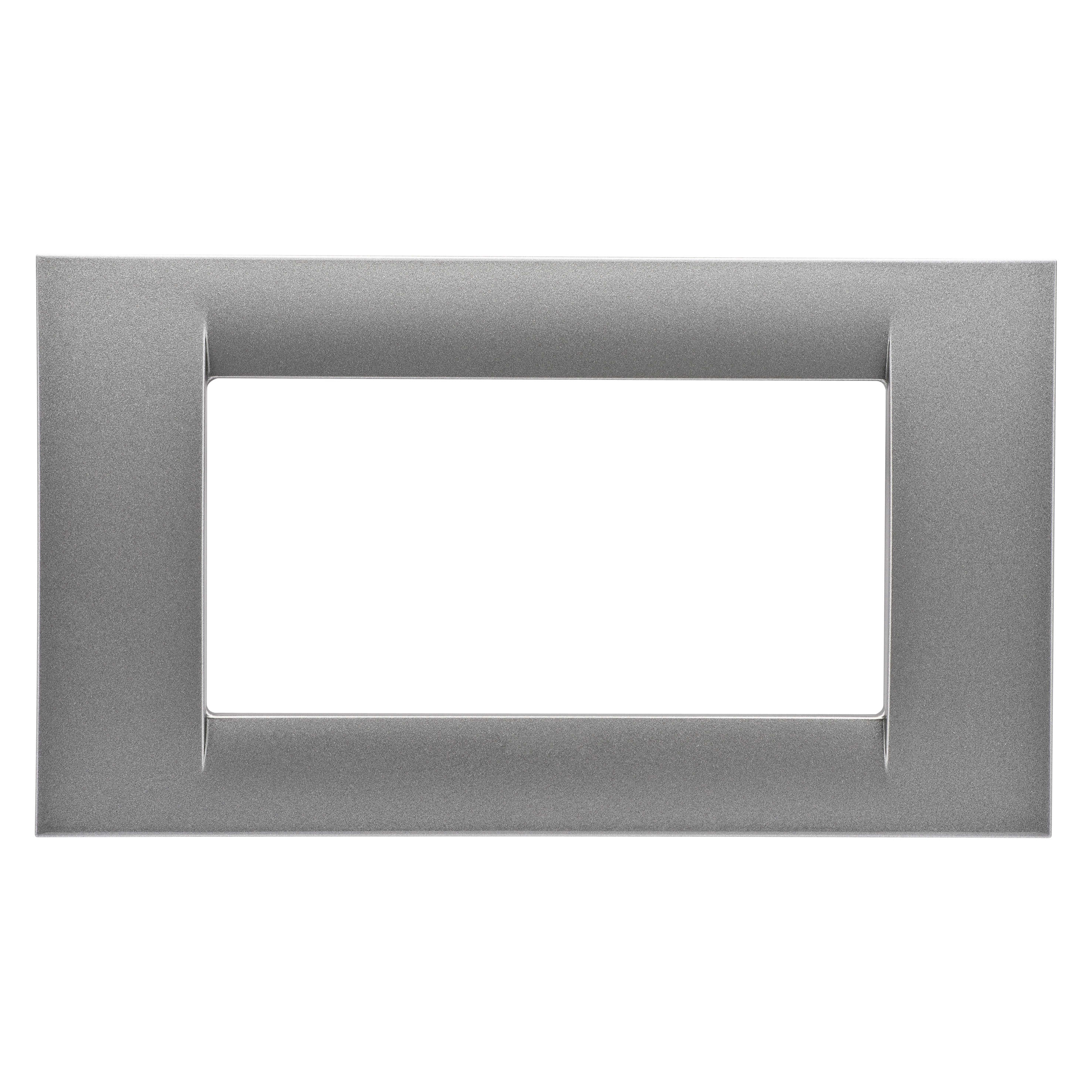 GEWISS - PLACCA VIRNA - IN TECNOPOLIMERO FINITURA LUCIDA - 4 POSTI - TITANIO METALLIZZATO - SYSTEM