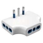 GEWISS - ADATTATORE MULTIPLO PIATTO - 2P+T 10A S17 - 3 USCITE STANDARD ITALIANO 16A BIVALENTE - BIANCO