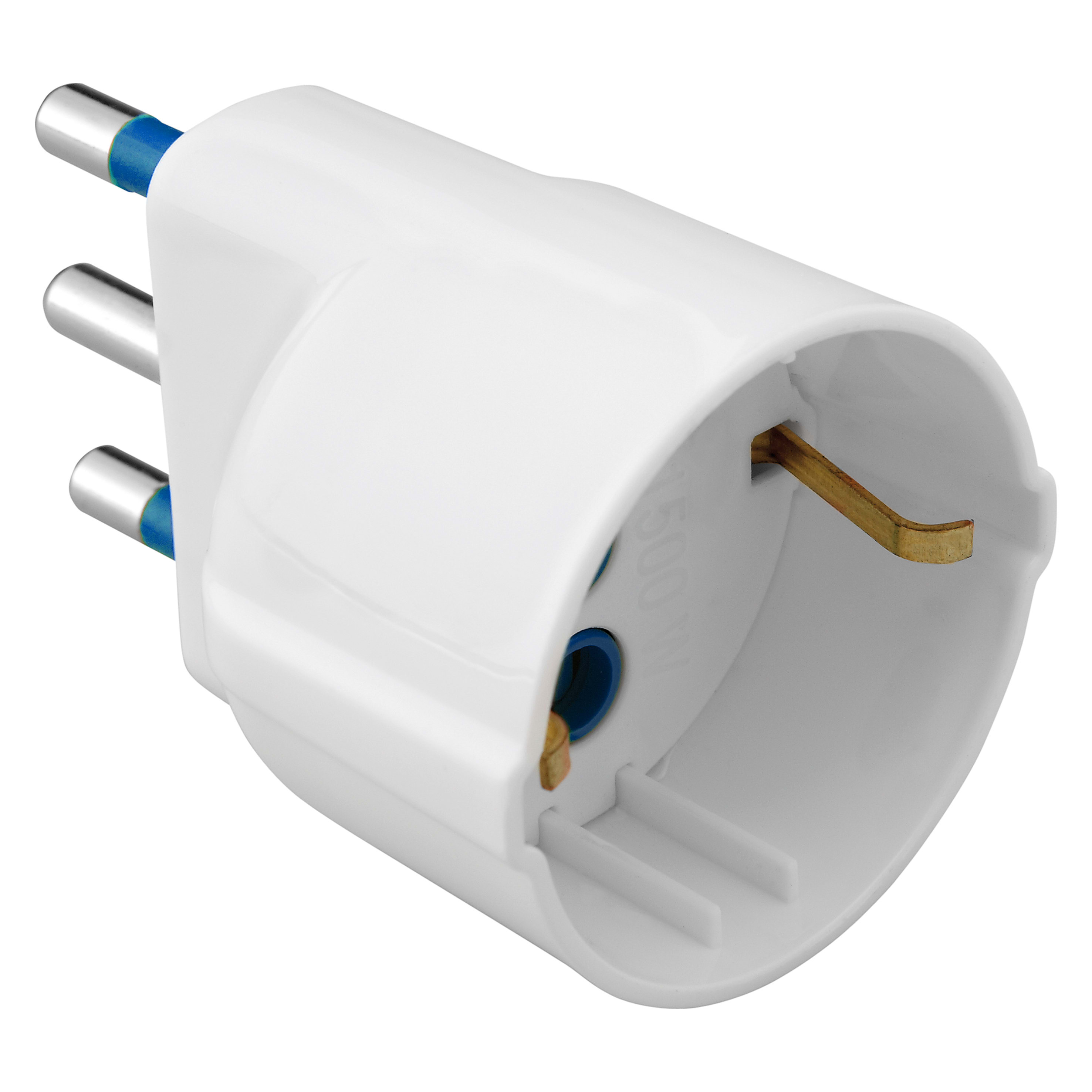 GEWISS - ADATTATORE SEMPLICE - 2P+T 16A S17 - 1 USCITA STANDARD ITALIANO/TEDESCO - 16A - 250V ac - BIANCO SATINATO