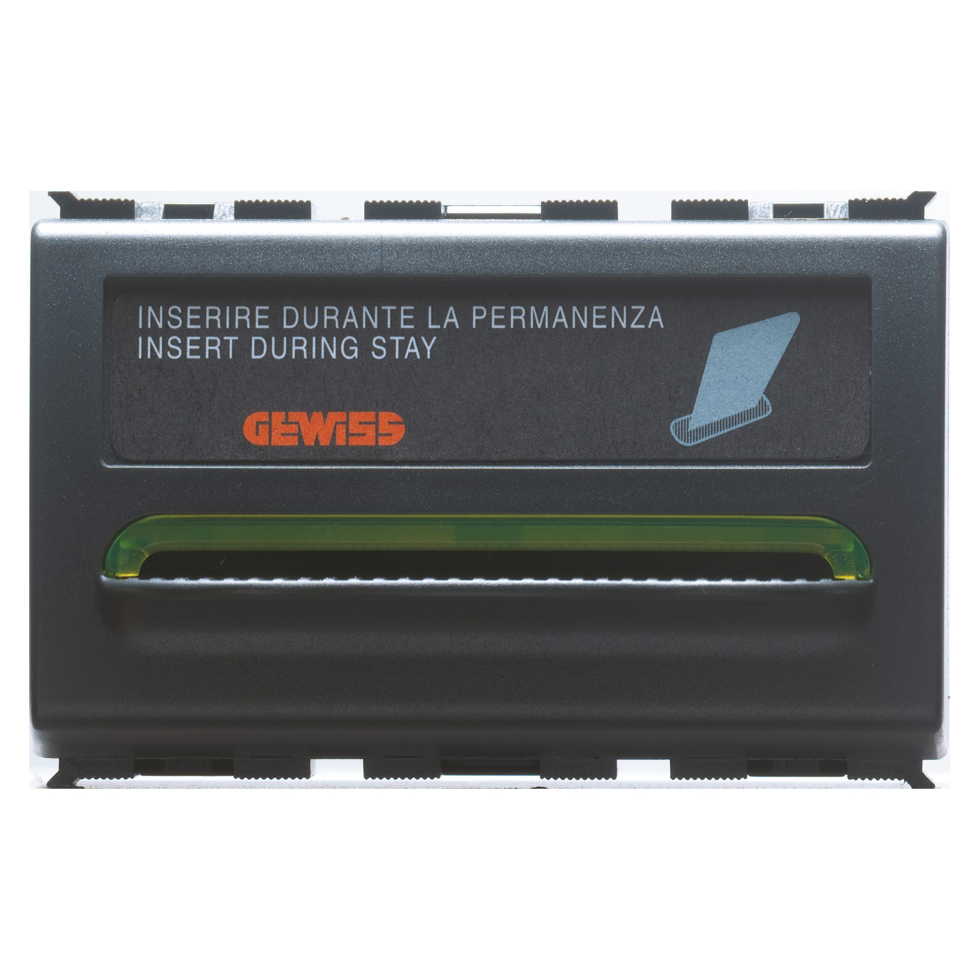 GEWISS - INTERRUTTORE UNIVERSALE BADGE - LUCE LOCALIZZAZIONE - 250V - 1P NA - 10 A - BADGE 54mm - LUMINOSO 230 V - 3 MODULI - PLAYBUS