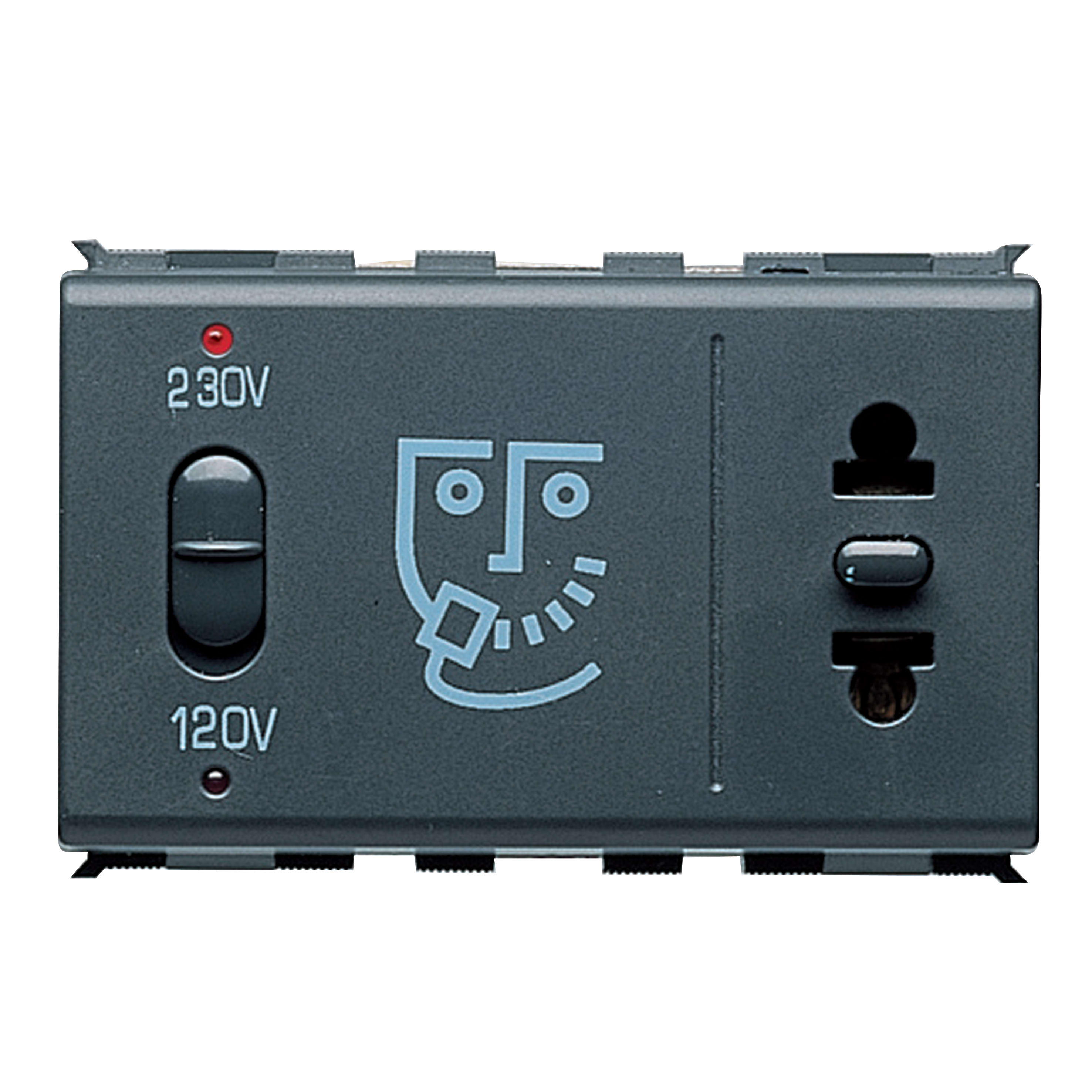 GEWISS - PRESA PER RASOIO STANDARD EUROPEO/AMERICANO - TRASFORMATORE D'ISOLAMENTO - 230V 50/60Hz - 3 MODULI - PLAYBUS