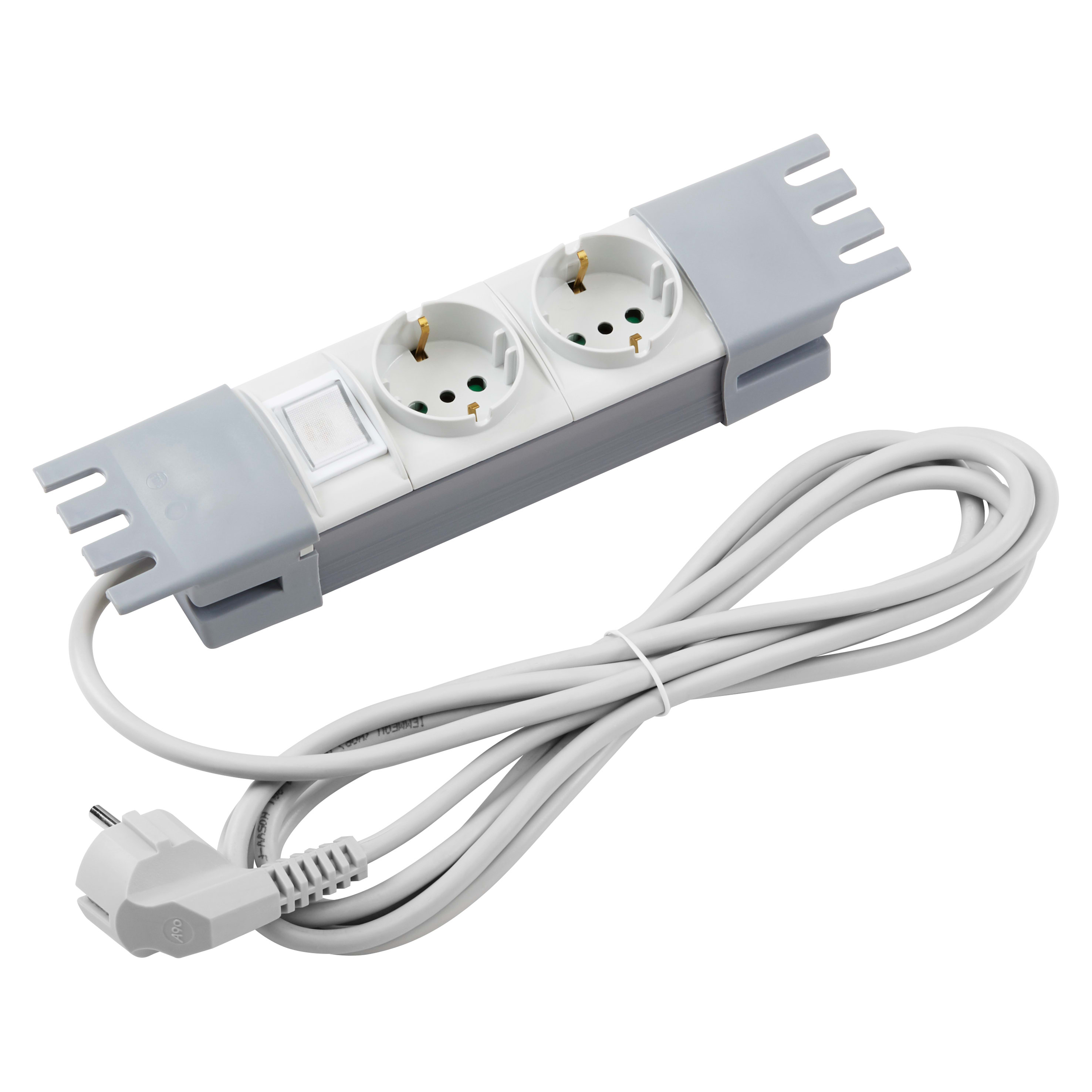 GEWISS - PANNELLO DI ALIMENTAZIONE 10" - 2 PRESE 2P+T 16A P30 STANDARD ITALIANO/TEDESCO - INTERRUTTORE BIPOLARE LUMINOSO - 1,5U GRIGIO