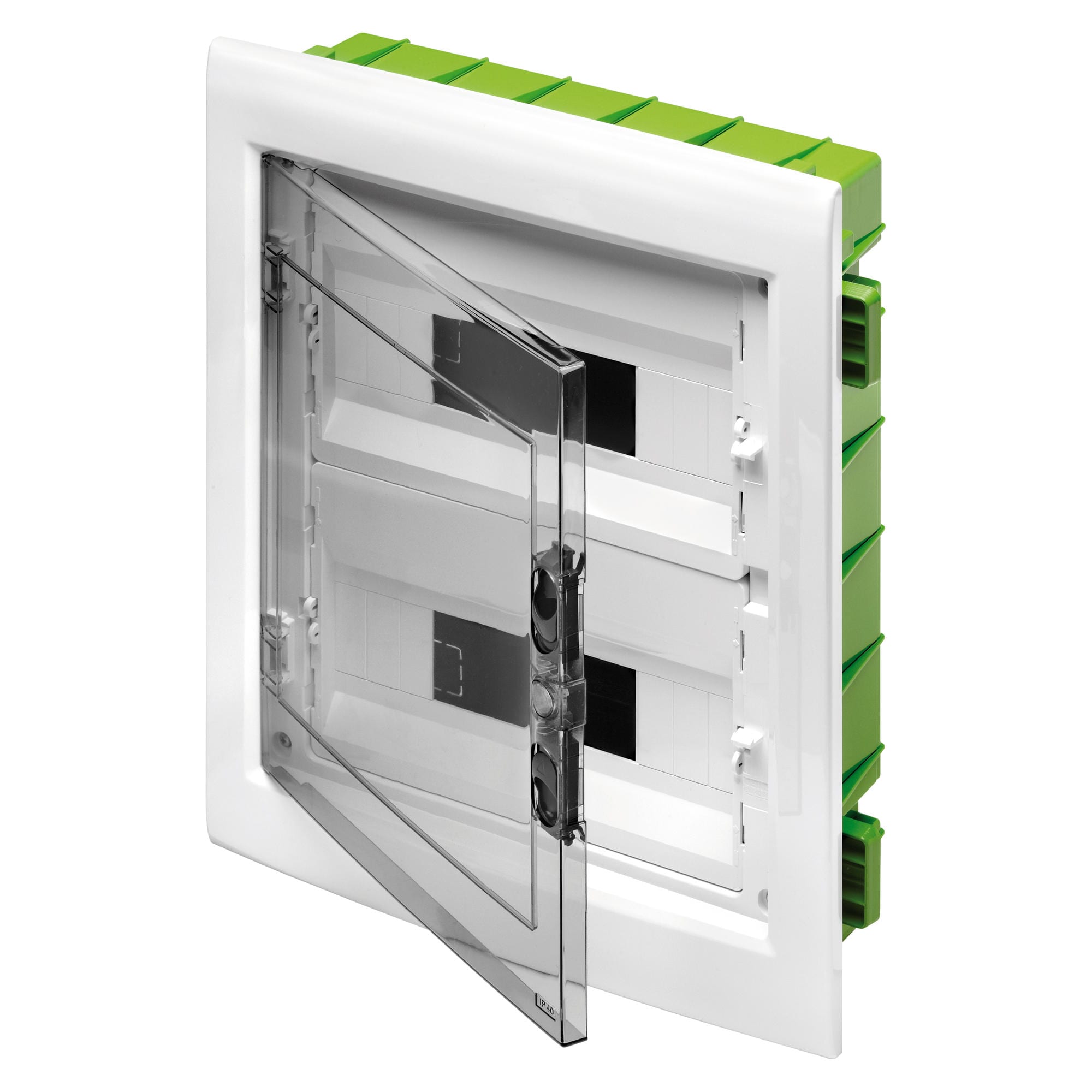 GEWISS - CENTRALINO PROTETTO - GREEN WALL - PER PARETI MOBILI E CARTONGESSO - PORTA TRASPARENTE FUMÉ CON TELAIO ESTRAIBILE - 24 (12X2) MODULI IP40