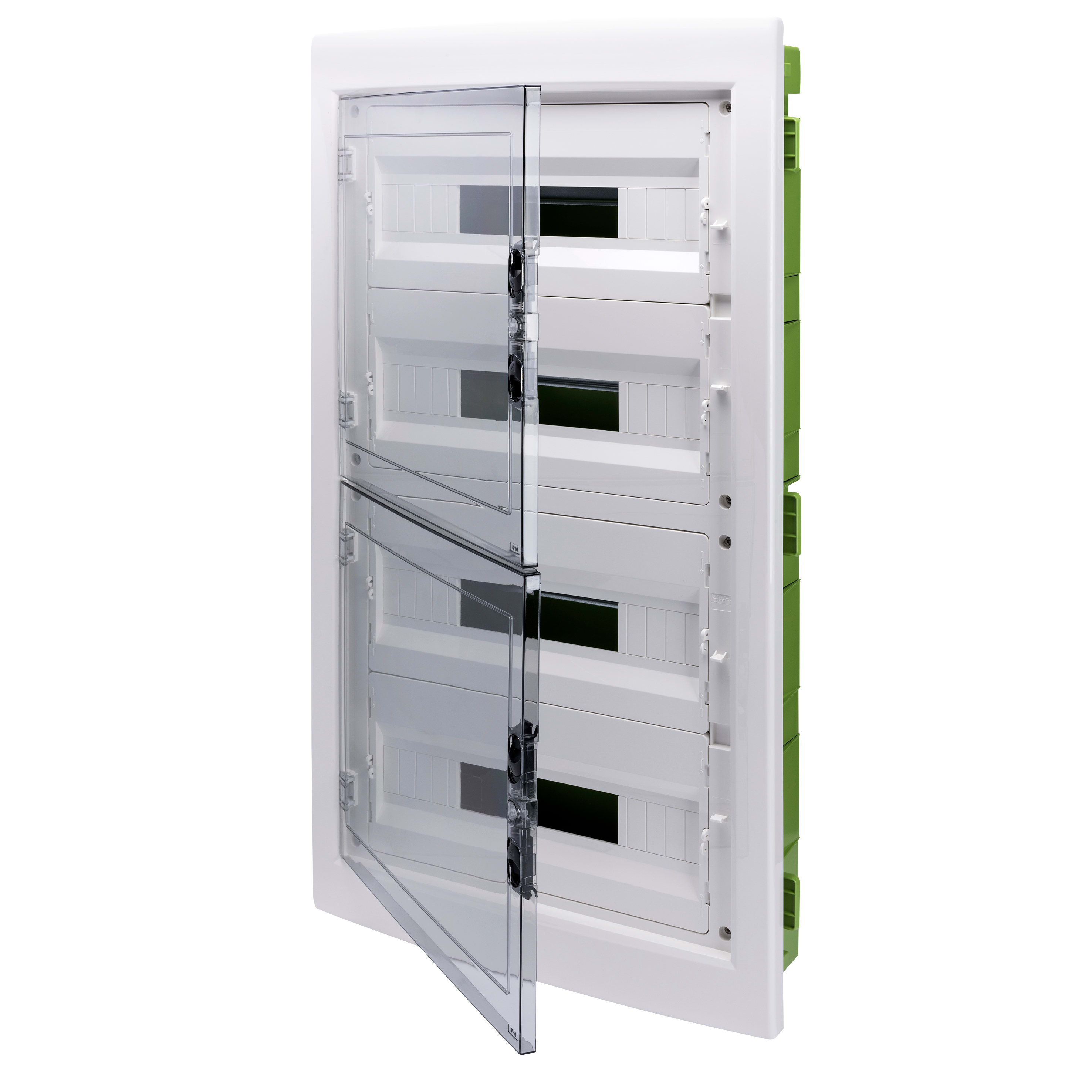 GEWISS - CENTRALINO PROTETTO - GREEN WALL - PER PARETI MOBILI E CARTONGESSO - PORTA TRASPARENTE FUMÉ CON TELAIO ESTRAIBILE - 72 (18X4) MODULI IP40