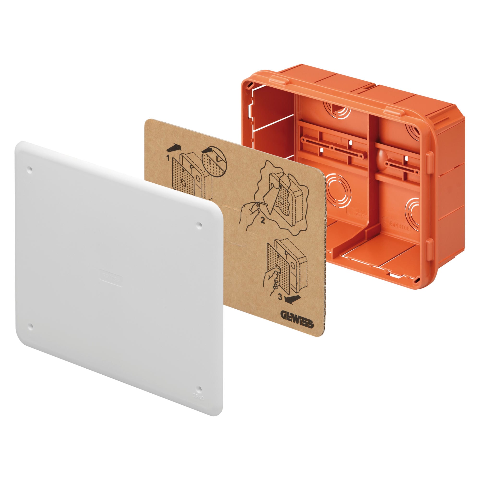 GEWISS - CASSETTA DI DERIVAZIONE E CONNESSIONE - PER PARETI IN MURATURA - CON GUIDA DIN - DIMENSIONI 196X152X75 - COPERCHIO BIANCO RAL9016