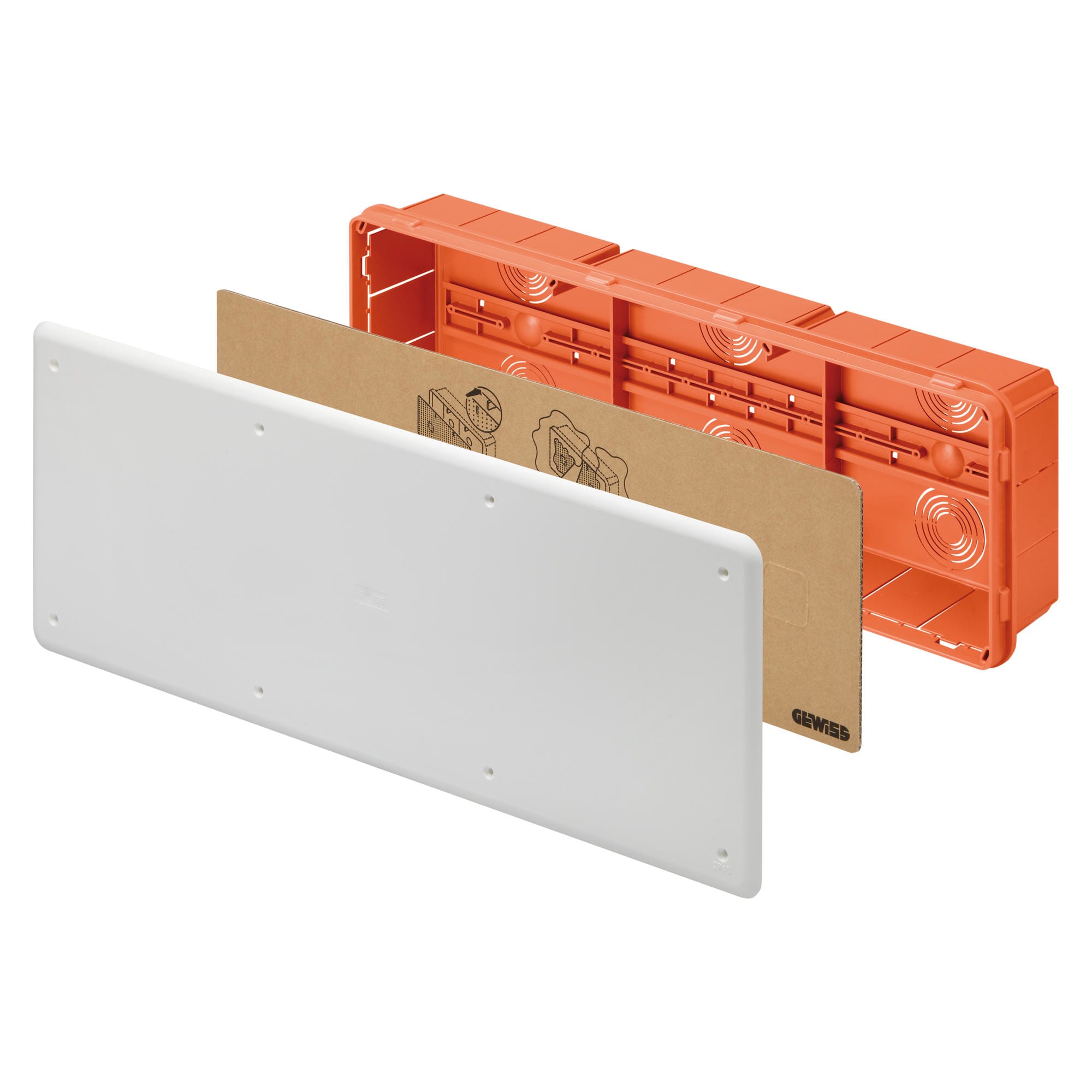 GEWISS - CASSETTA DI DERIVAZIONE E CONNESSIONE - PER PARETI IN MURATURA - CON GUIDA DIN - DIMENSIONI 480X160X75 - COPERCHIO BIANCO RAL9016