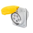 GEWISS - PRESA FISSA DA INCASSO A 10° HP - IP44/IP54 - 3P+T 16A 100-130V 50/60HZ - GIALLO - 4H - CABLAGGIO A VITE