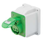 GEWISS - PRESA FISSA DA PARETE A 10° - IP44 - 2P 32A 20-25V e 40-50V 401-500HZ - VERDE - 11H - CABLAGGIO A VITE