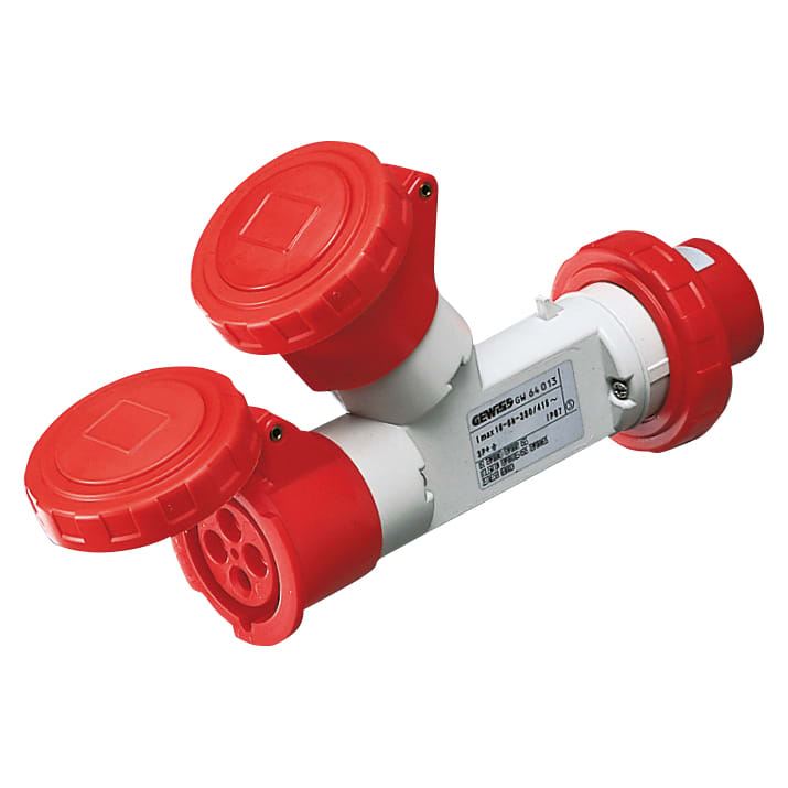 GEWISS - MOLTIPLICATORE MOBILE 2 USCITE IP67-SPINA 16A-2 PRESE 3P+T 400V 50/60HZ-ROSSO-6H