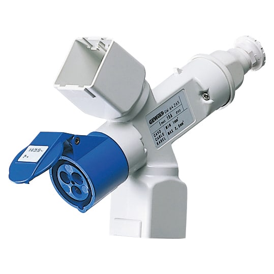 GEWISS - DERIVATORE ADATTATORE MOBILE IP44 - 2 USCITE DERIVATE - PREDISPOSTO PER CAVO E SPINA - 2+2 MODULI SYSTEM+1 PRESA 2P+T 16A 230V ac