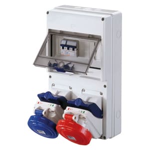 GEWISS - COMBIBLOC DBO - DA PARETE - 1 PRESA 2P+T 16A + 1 PRESA 3P+N+T 16A - IP55