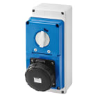 GEWISS - PRESA FISSA INTERBLOCCATA VERTICALE - CON FONDO - CON BASE PORTAFUSIBILI - 3P+T 63A 480-500V - 50/60HZ 7H - IP67
