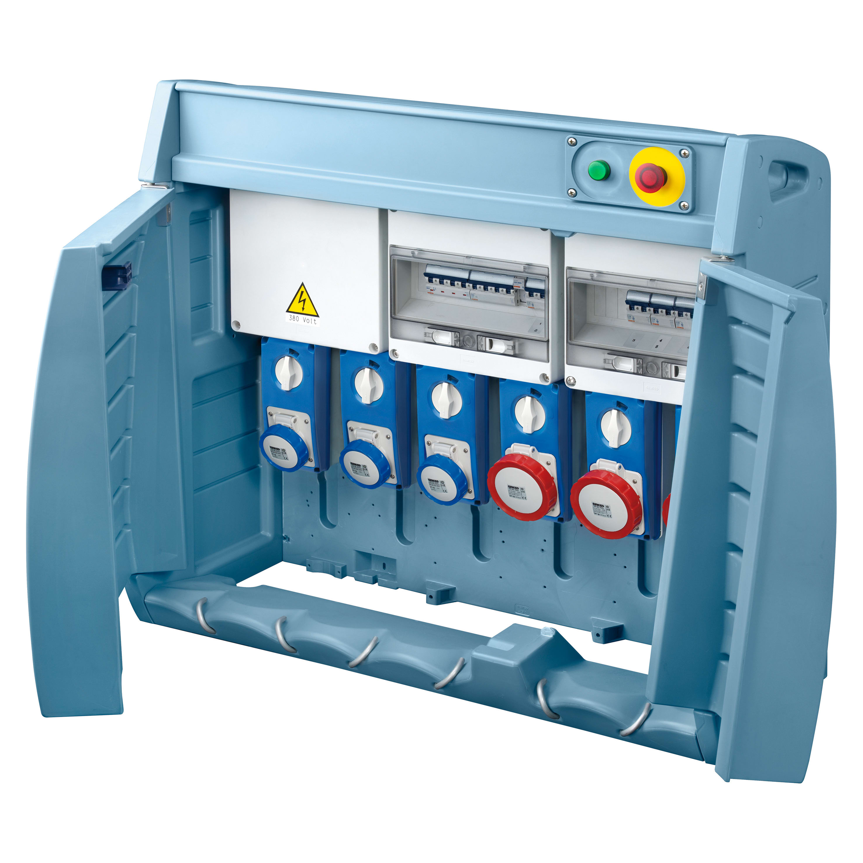 GEWISS - Q-BOX 6 - CON SPINA FISSA - CABLATO - 3 2P+T 16A + 2 3P+T 16A + 1 3P+T 32A - IP55