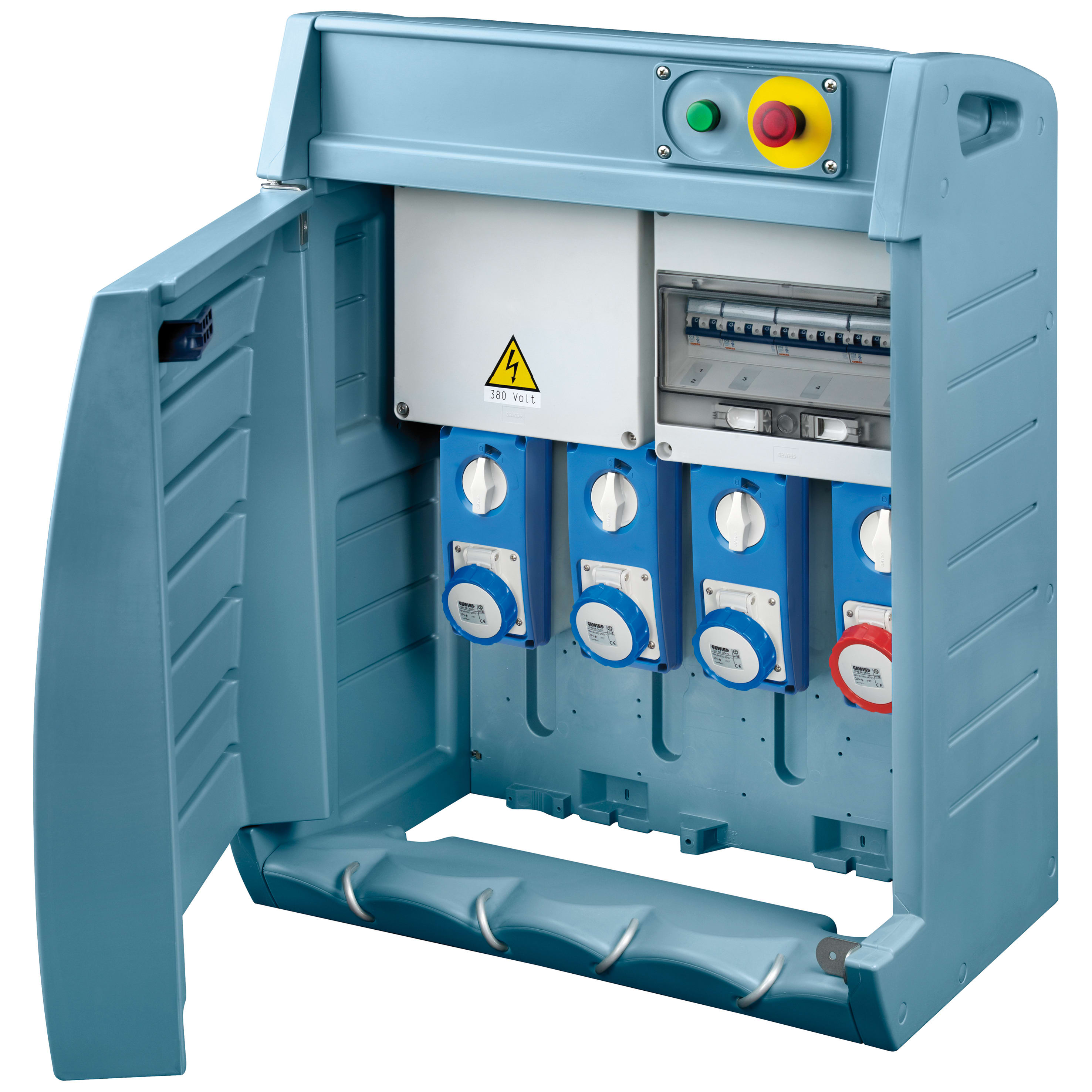 GEWISS - Q-BOX 4 - CON SPINA FISSA - CABLATO - 2 2P+T 16A + 2 3P+T 16 A - IP55