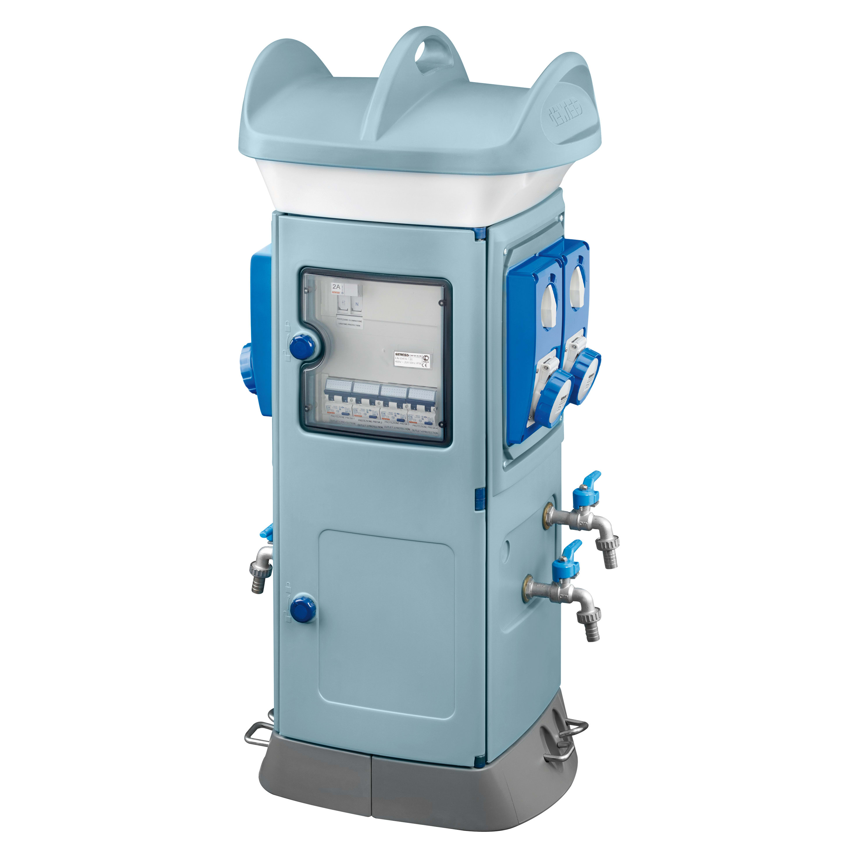 GEWISS - QMC63B - CABLATO - BIFACCIALE - 2 PRESE 2P+T 16A 2 PRESE 2P+T 32A - IP55 - AZZURRO
