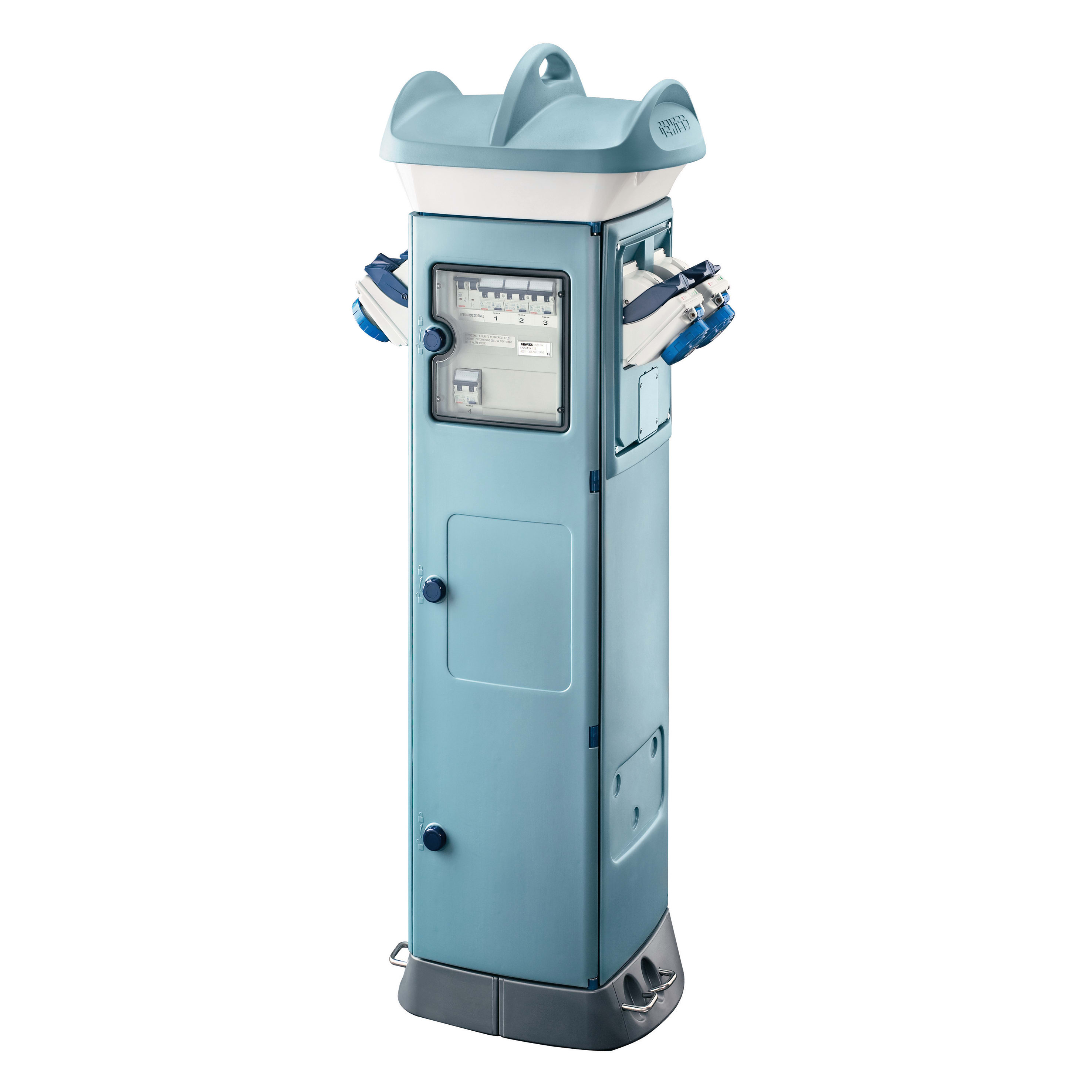 GEWISS - QMC63C - CABLATO - PER CAMPEGGI - BIFACCIALE - 4 PRESE 2P+T 16A COMBIBLOC - IP55 - AZZURRO