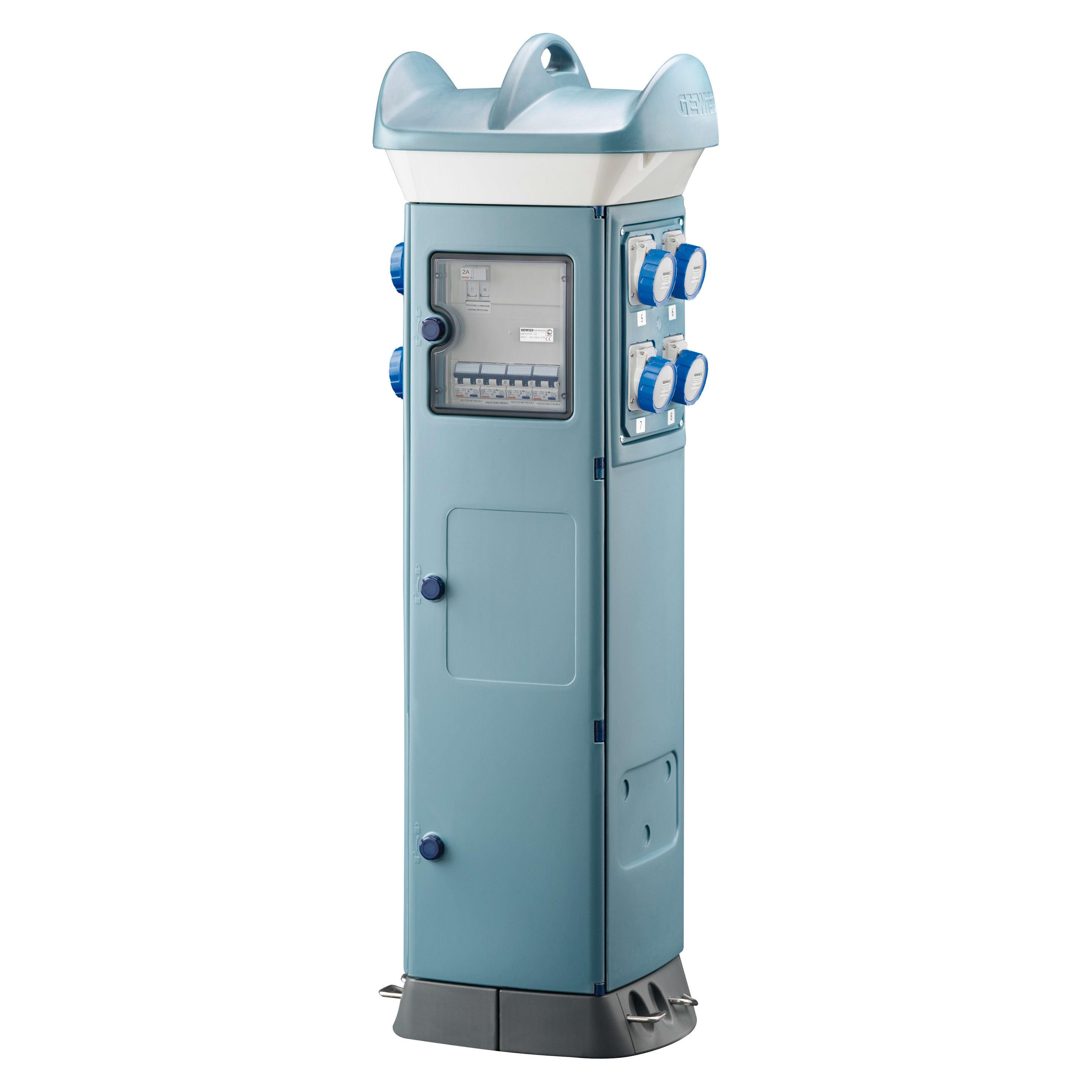GEWISS - QMC63C - CABLATO - PER CAMPEGGI - BIFACCIALE - 8 PRESE 2P+T 16A - IP55 - AZZURRO