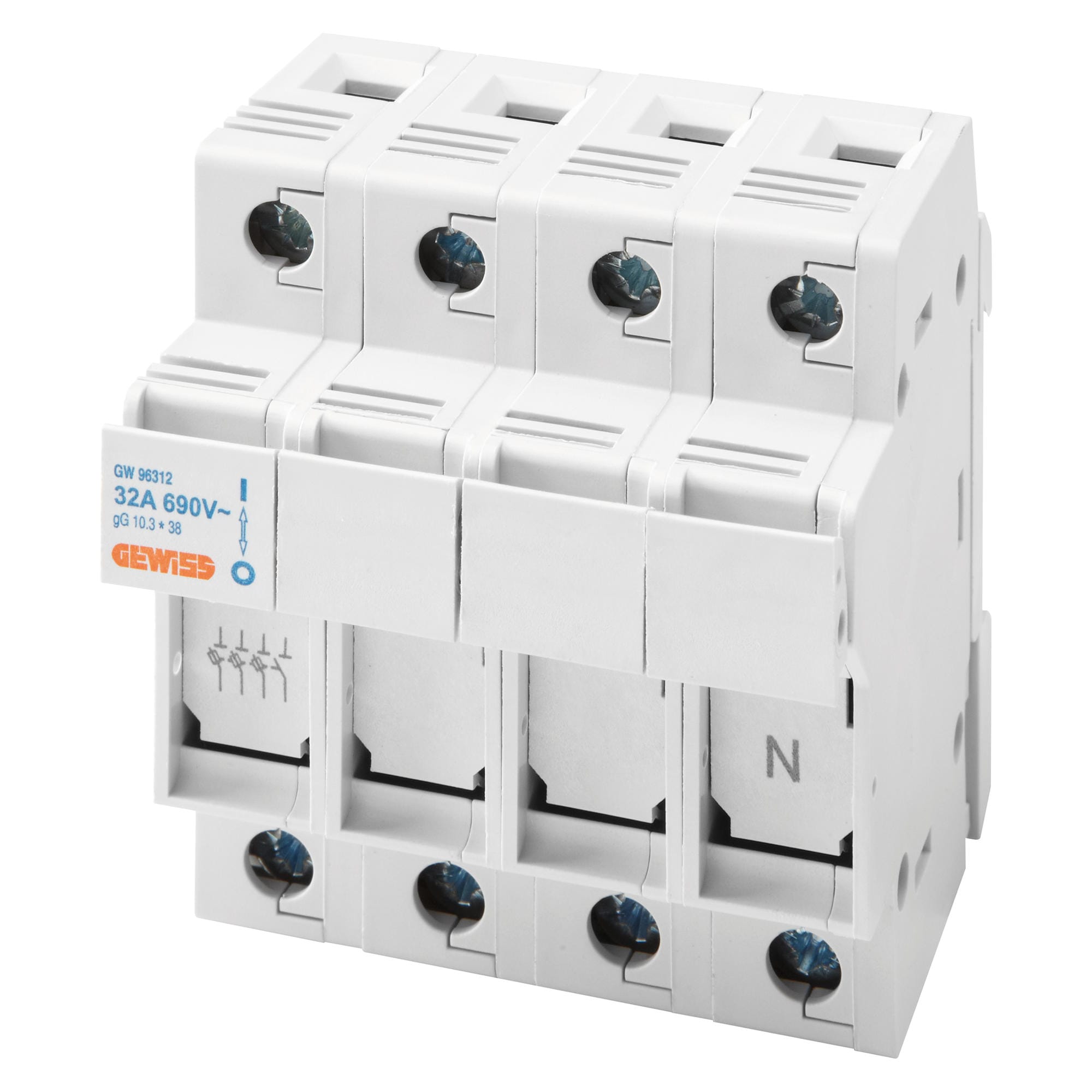 GEWISS - PORTAFUSIBILE SEZIONABILE - 3P+N 8,5X31,5 400V 20A - 4 MODULI