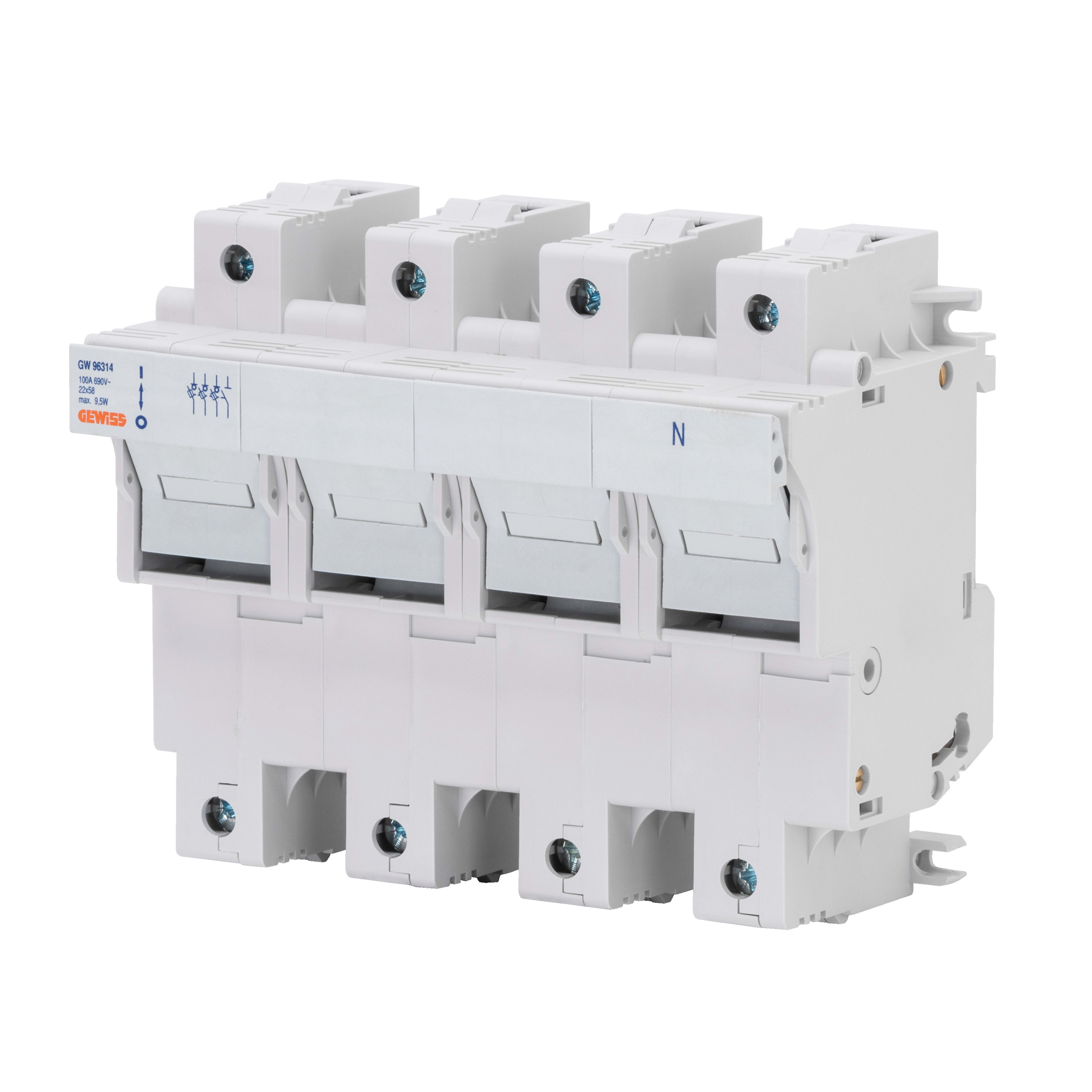 GEWISS - PORTAFUSIBILE SEZIONABILE - 3P+N 22X58 690V 100A - 8 MODULI