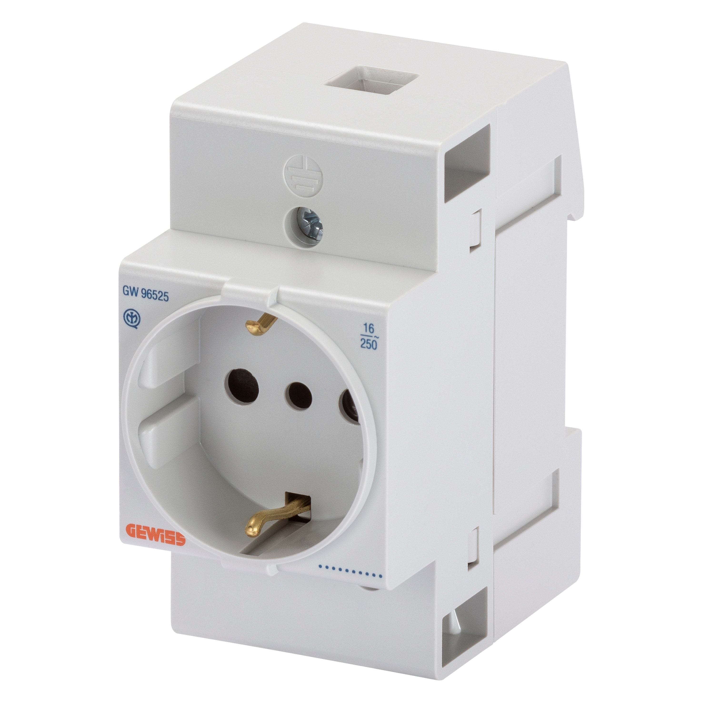 GEWISS - PRESA PER GUIDA DIN - STANDARD ITALIANO/TEDESCO -2P+T 10/16A - 2,5 MODULI