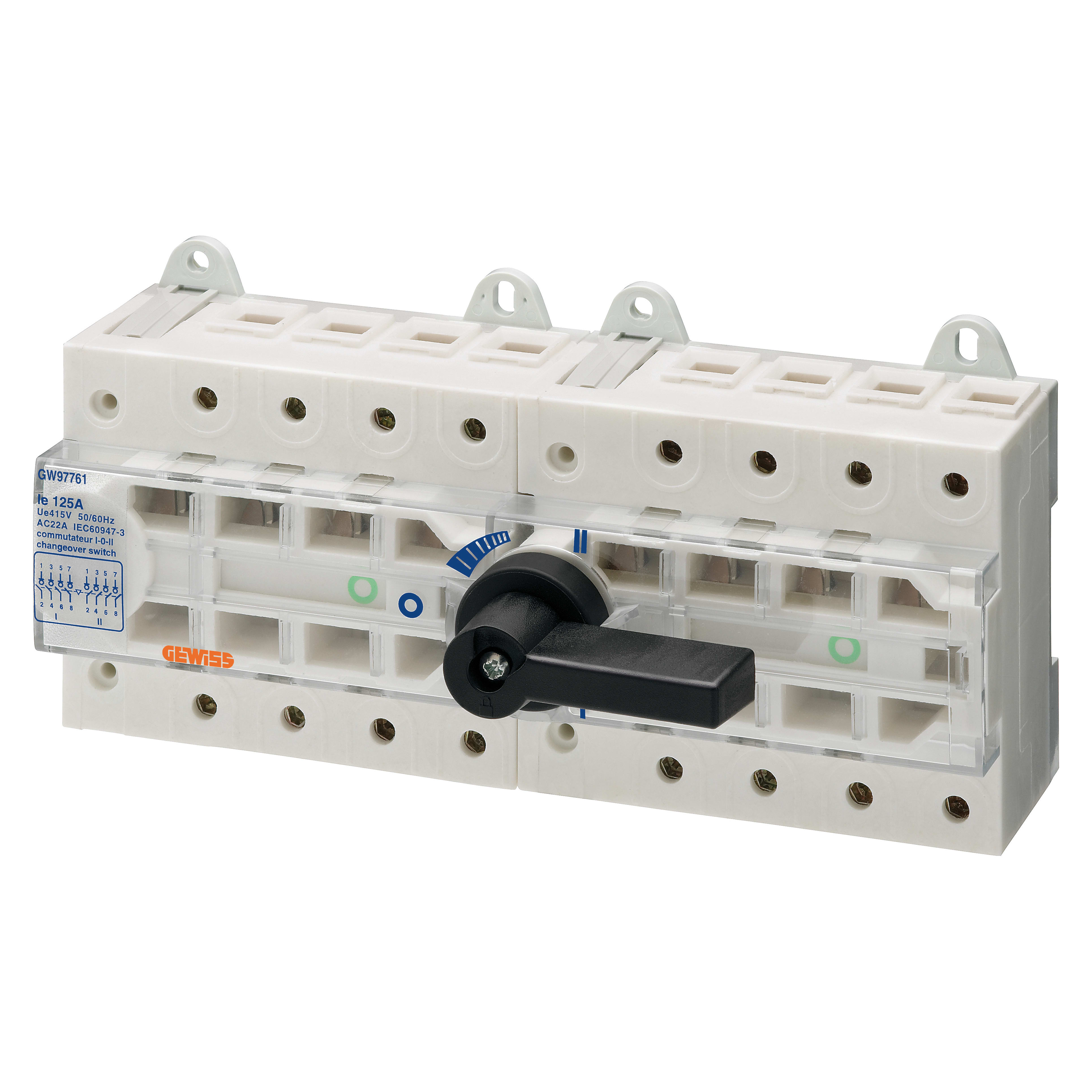 GEWISS - COMMUTATORE TRE POSIZIONI I O II - MSS 125 - 4P 100A 400V - 12 MODULI