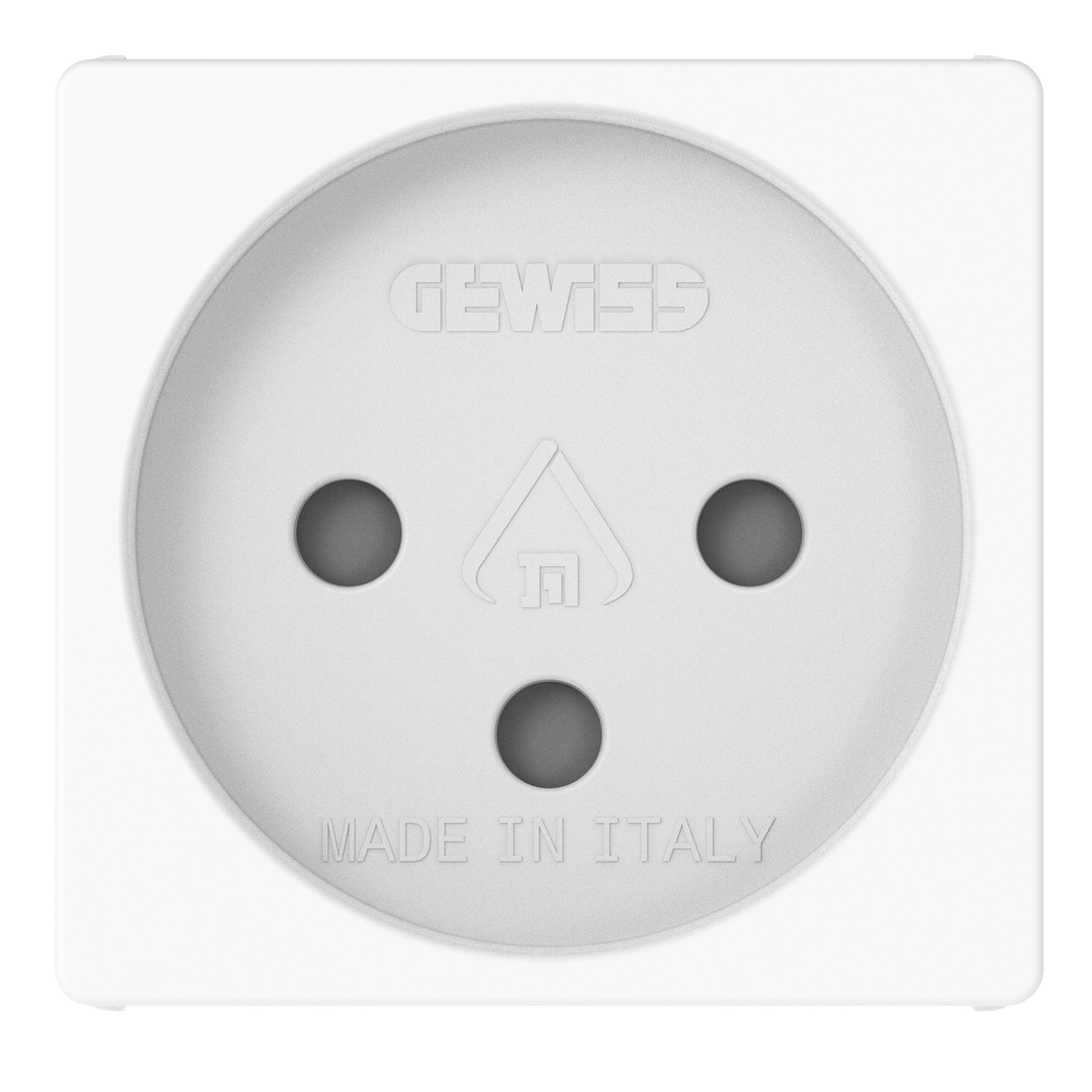 GEWISS - PRESA STANDARD ISRAELIANO 250V AC - 2P+T 16A - 2 MODULI - BIANCO LUCIDO - SYSTEM PURA