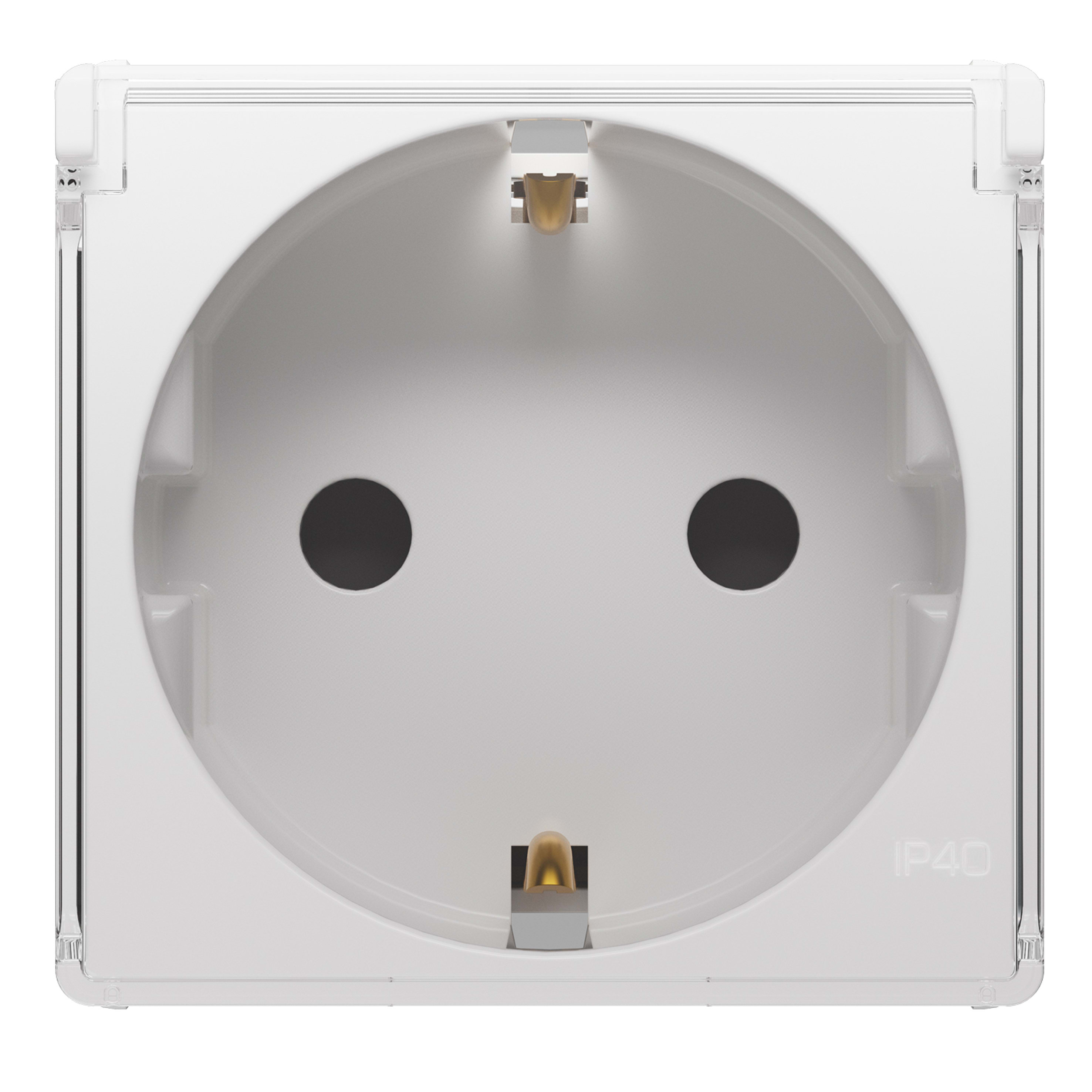 GEWISS - PRESA STANDARD TEDESCO 250V AC - 2P+T 16A - CON COPERCHIO TRASPARENTE - IP40 - 2 MODULI - BIANCO LUCIDO - SYSTEM PURA