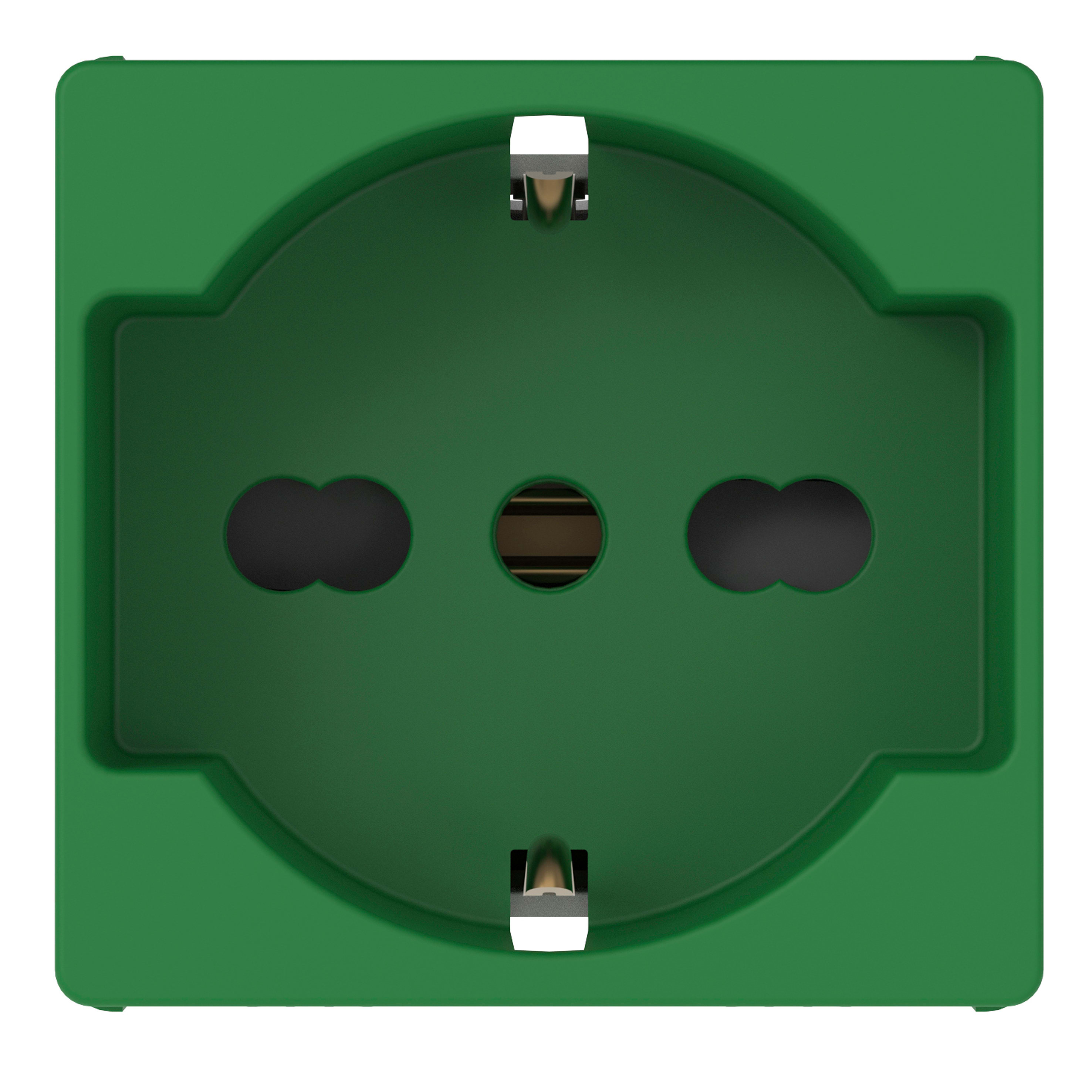 GEWISS - PRESA STANDARD ITALIANO/TEDESCO 250V AC - PER LINEE DEDICATE - 2P+T 16A BIVALENTE - P40 - 2 MODULI - VERDE - SYSTEM PURA