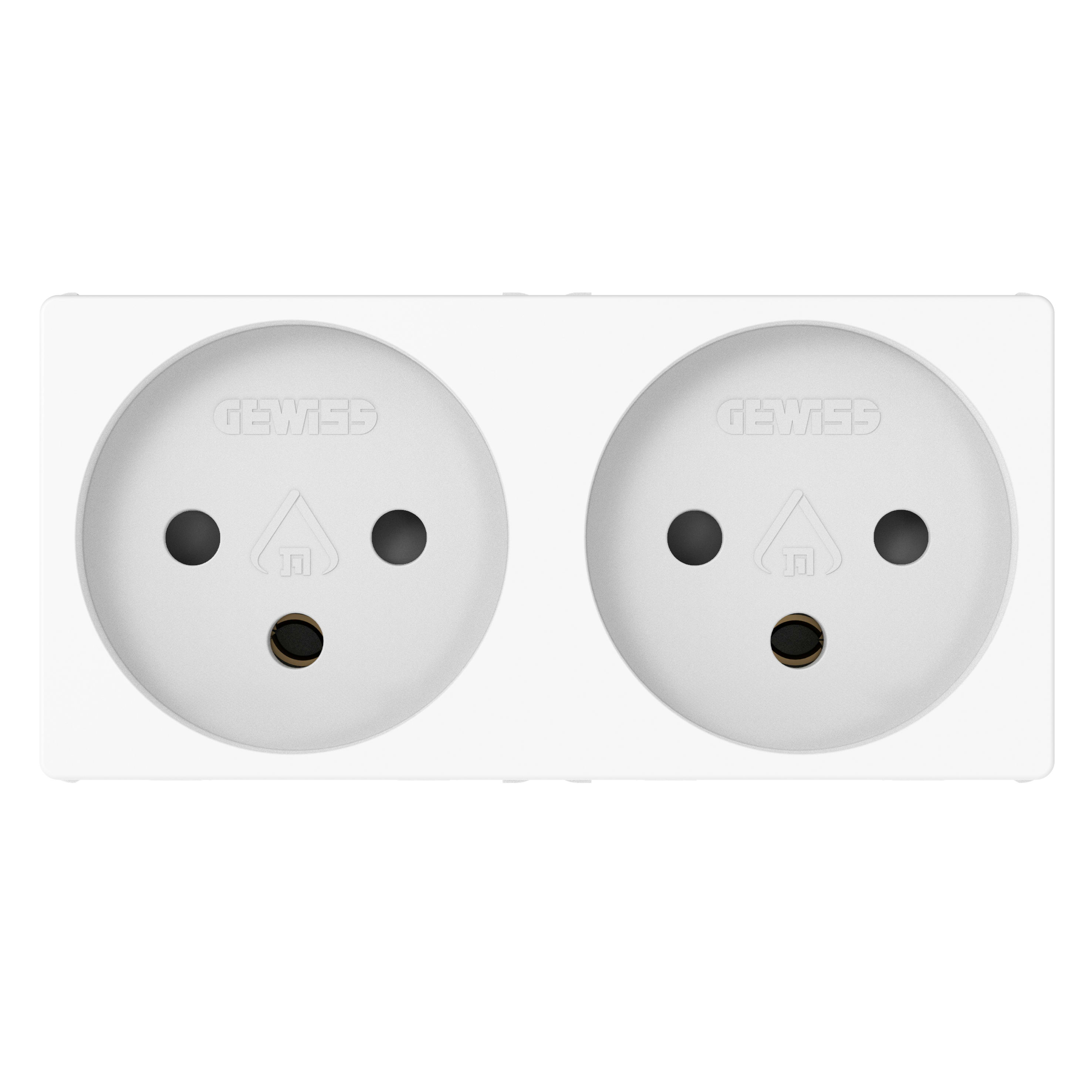 GEWISS - DOPPIA PRESA STANDARD ISRAELIANO 250V AC - 2P+T 16A - 4 MODULI - BIANCO LUCIDO - SYSTEM PURA