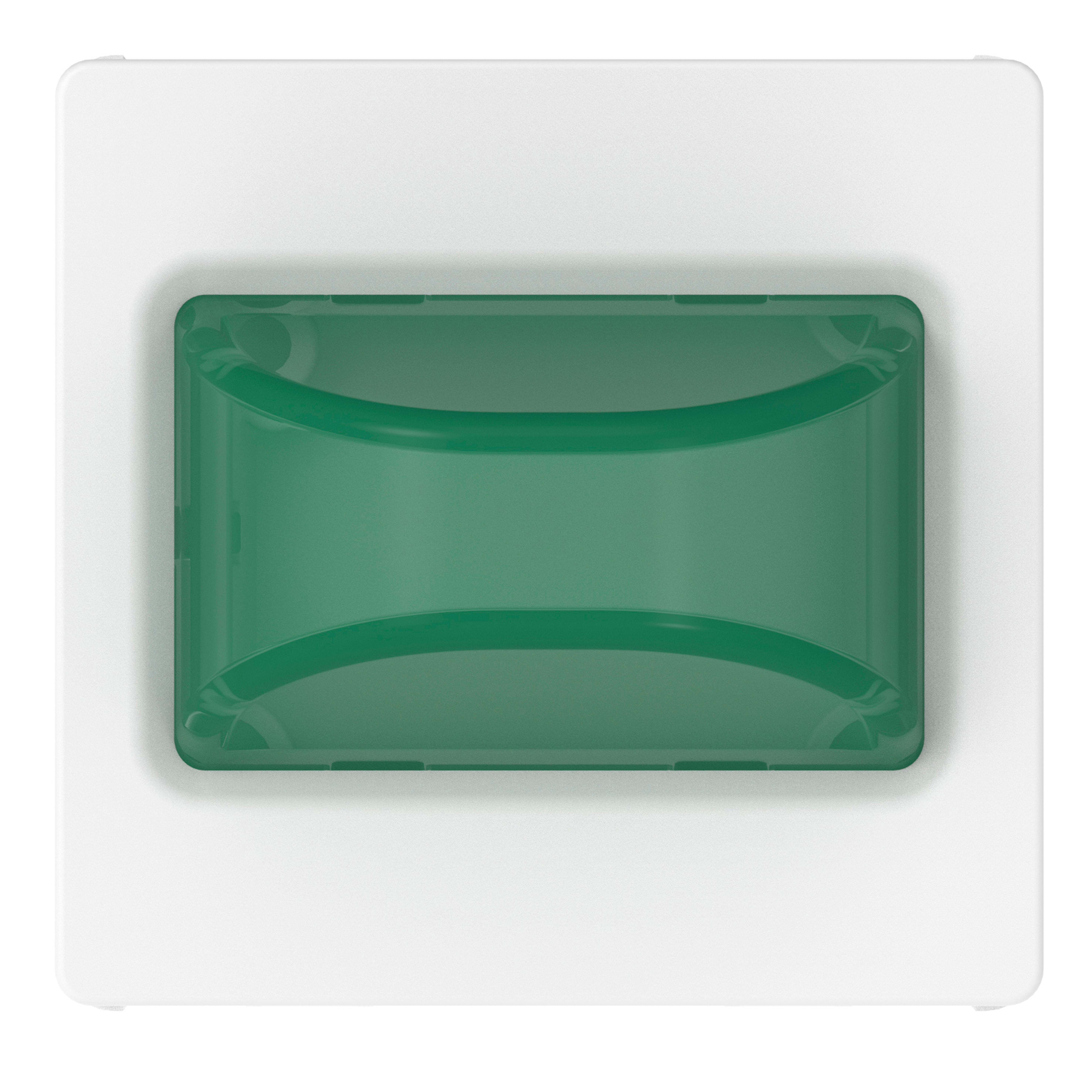 GEWISS - SPIA SPORGENTE CON LED INTEGRATO - 12V AC/DC / 230V AC 50/60HZ - VERDE - 2 MODULI - BIANCO LUCIDO - SYSTEM PURA