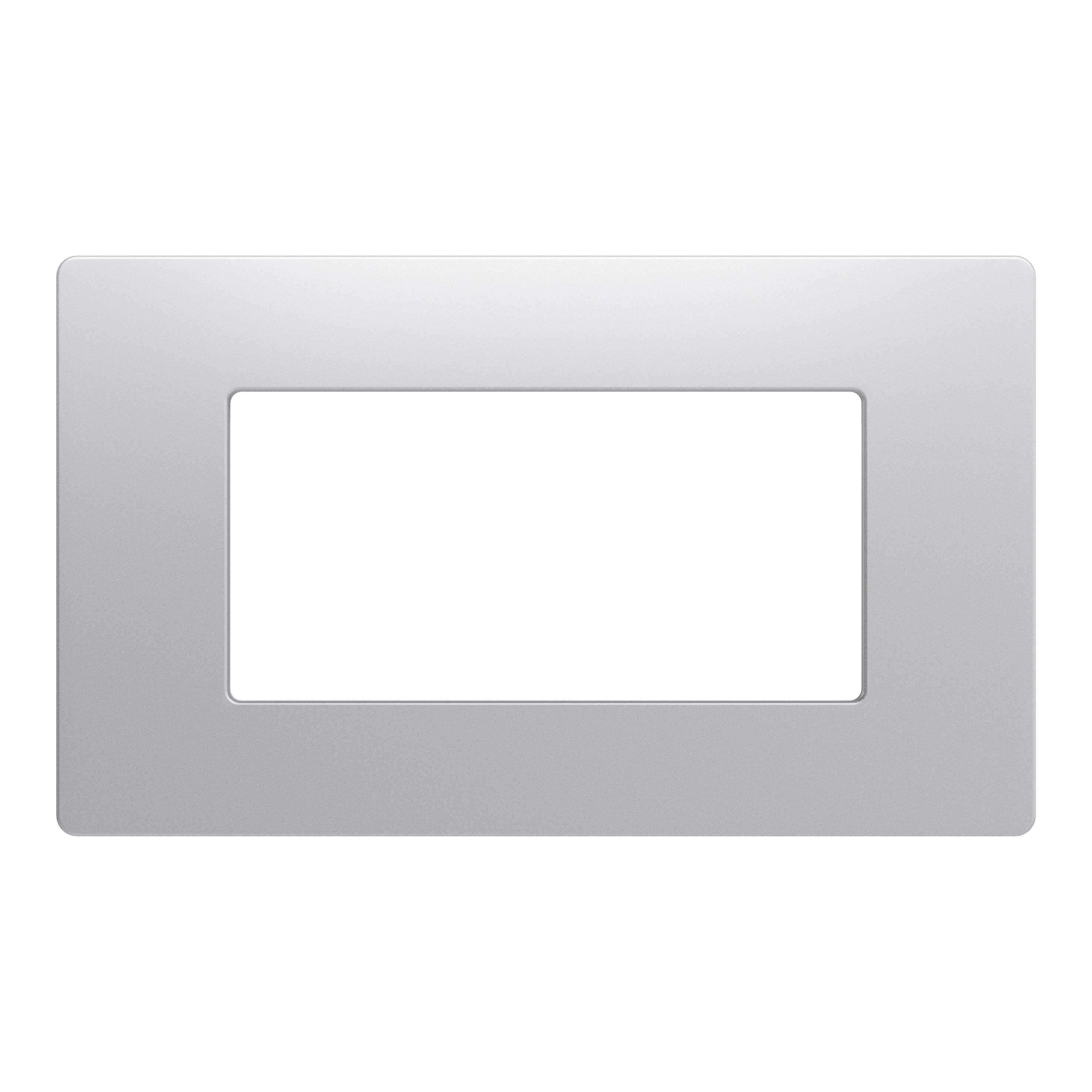 GEWISS - PLACCA - TECNOPOLIMERO - 4 POSTI - SILVER SATINATO - SYSTEM PURA