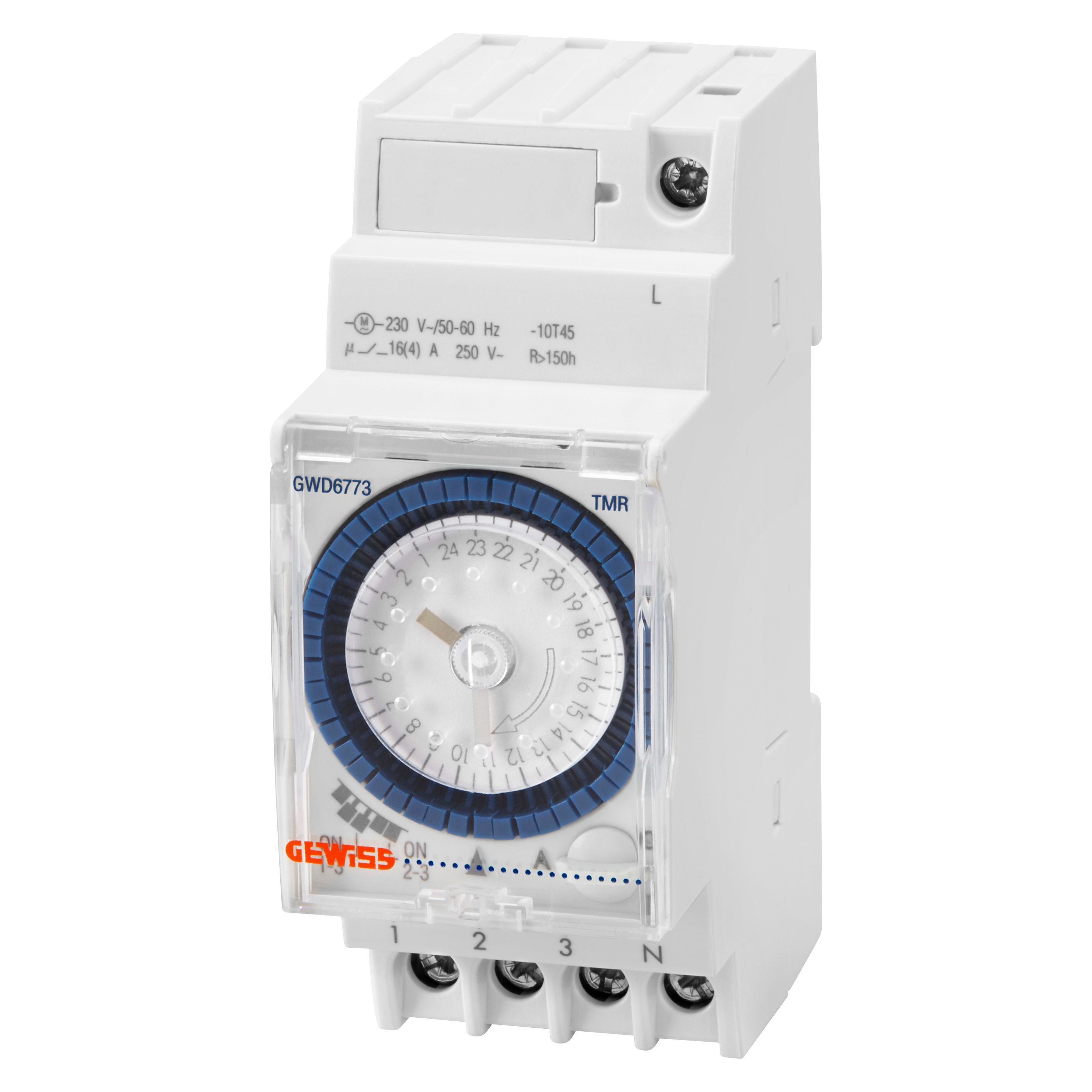 GEWISS - INTERRUTTORE ORARIO GIORNALIERO - RISERVA CARICA 150H - 1 CONTATTO IN SCAMBIO - 2 MODULI
