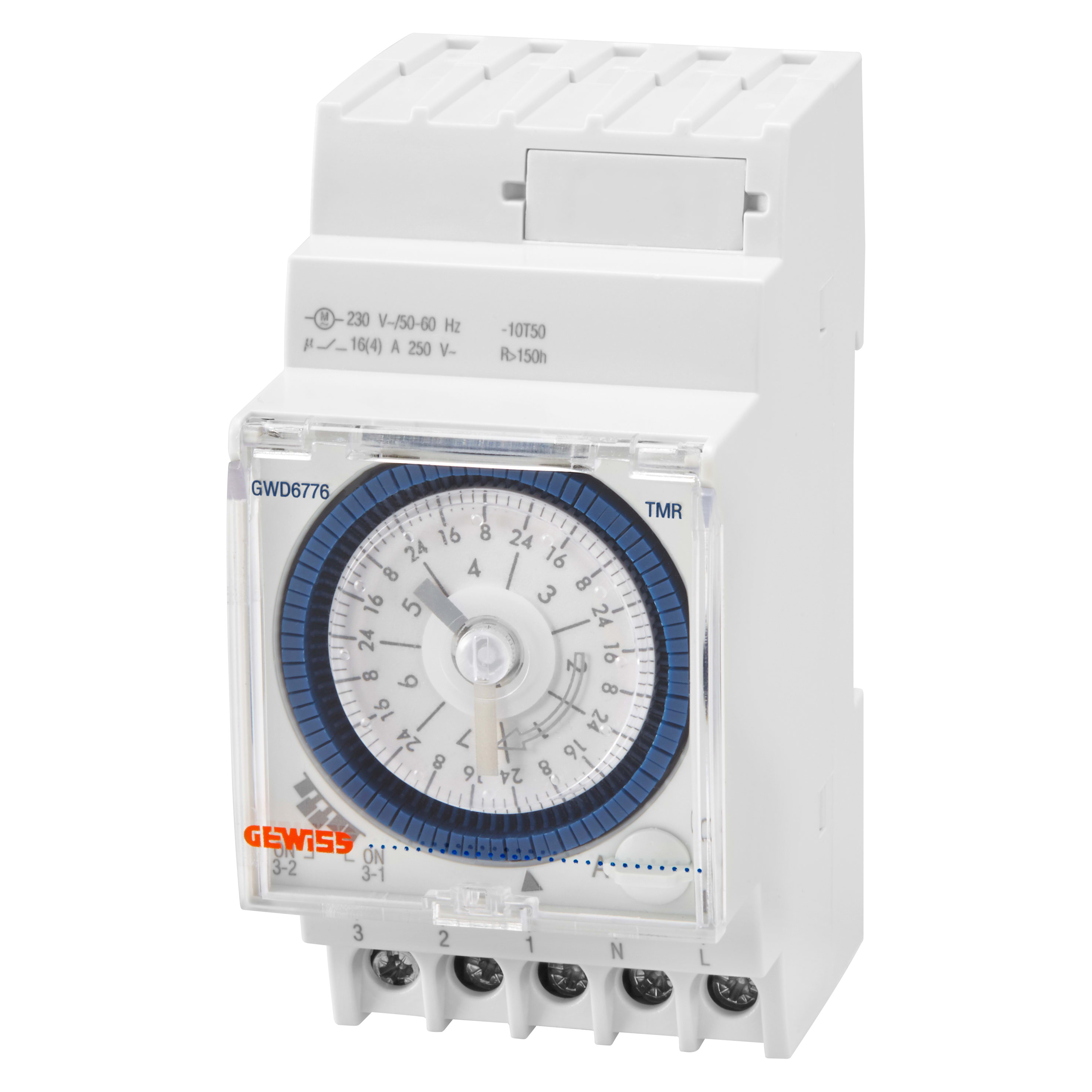 GEWISS - INTERRUTTORE ORARIO SETTIMANALE - RISERVA CARICA 150H - 1 CONTATTO IN SCAMBIO - 2.5 MODULI