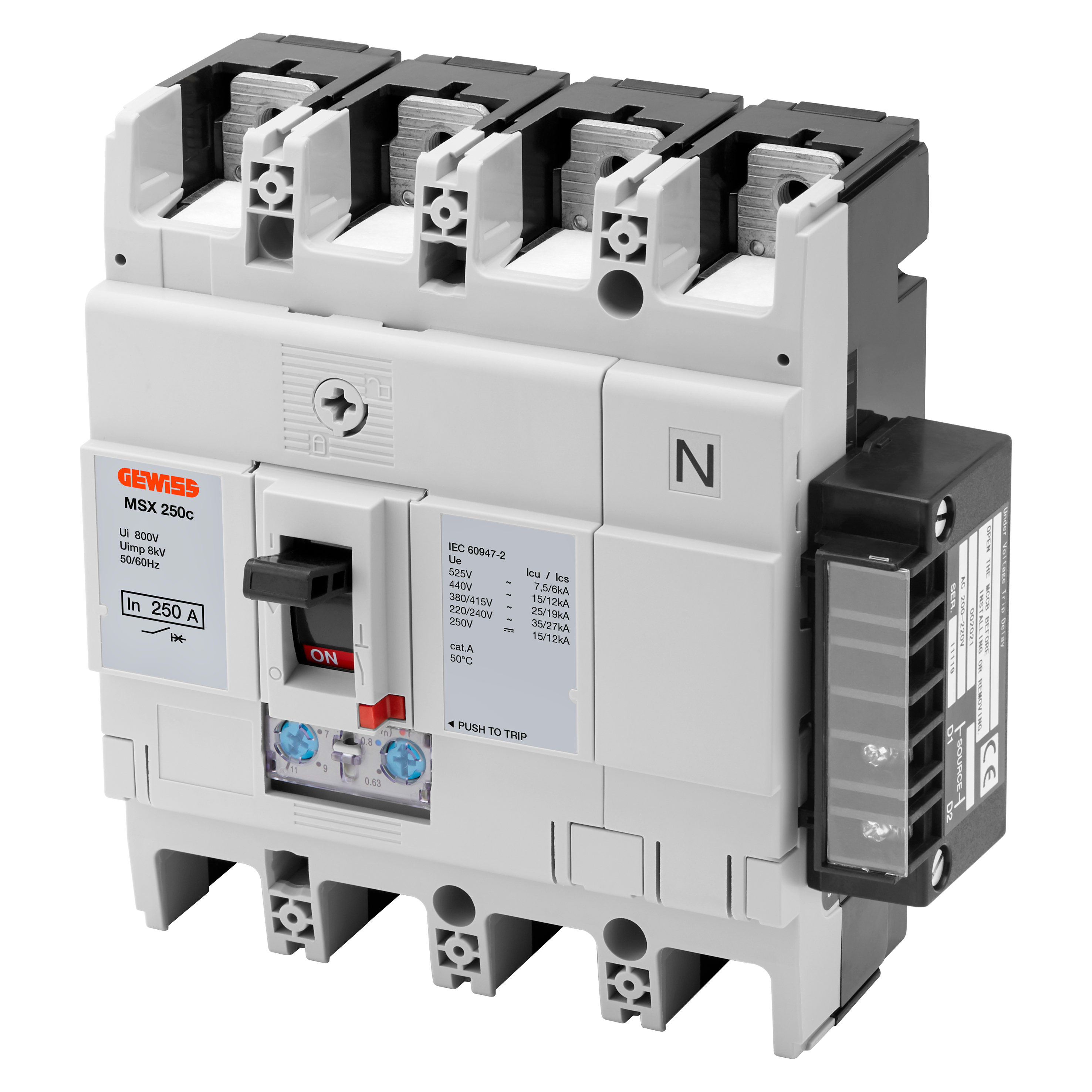 GEWISS - SGANCIATORE DI MINIMA TENSIONE RITARDATI (UV) - PER MSXE/M1250-1600 - 380-415 V ac