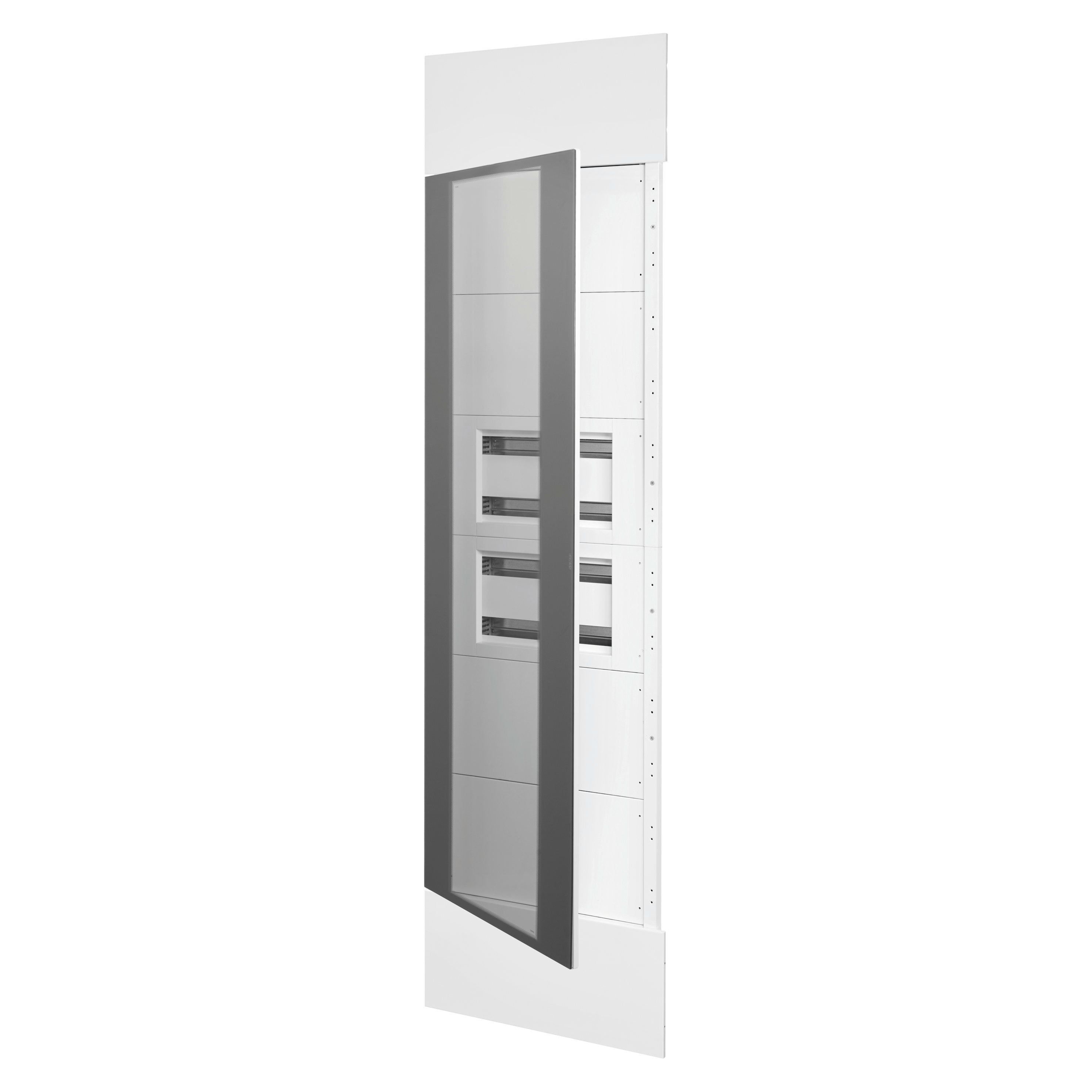 GEWISS - DOMO CENTER - KIT FRONTALE - PORTA VETRO TRASPARENTE FUME - 2 CENTRALINI 40 MODULI - H.2700 - METALLO - BIANCO RAL 9003