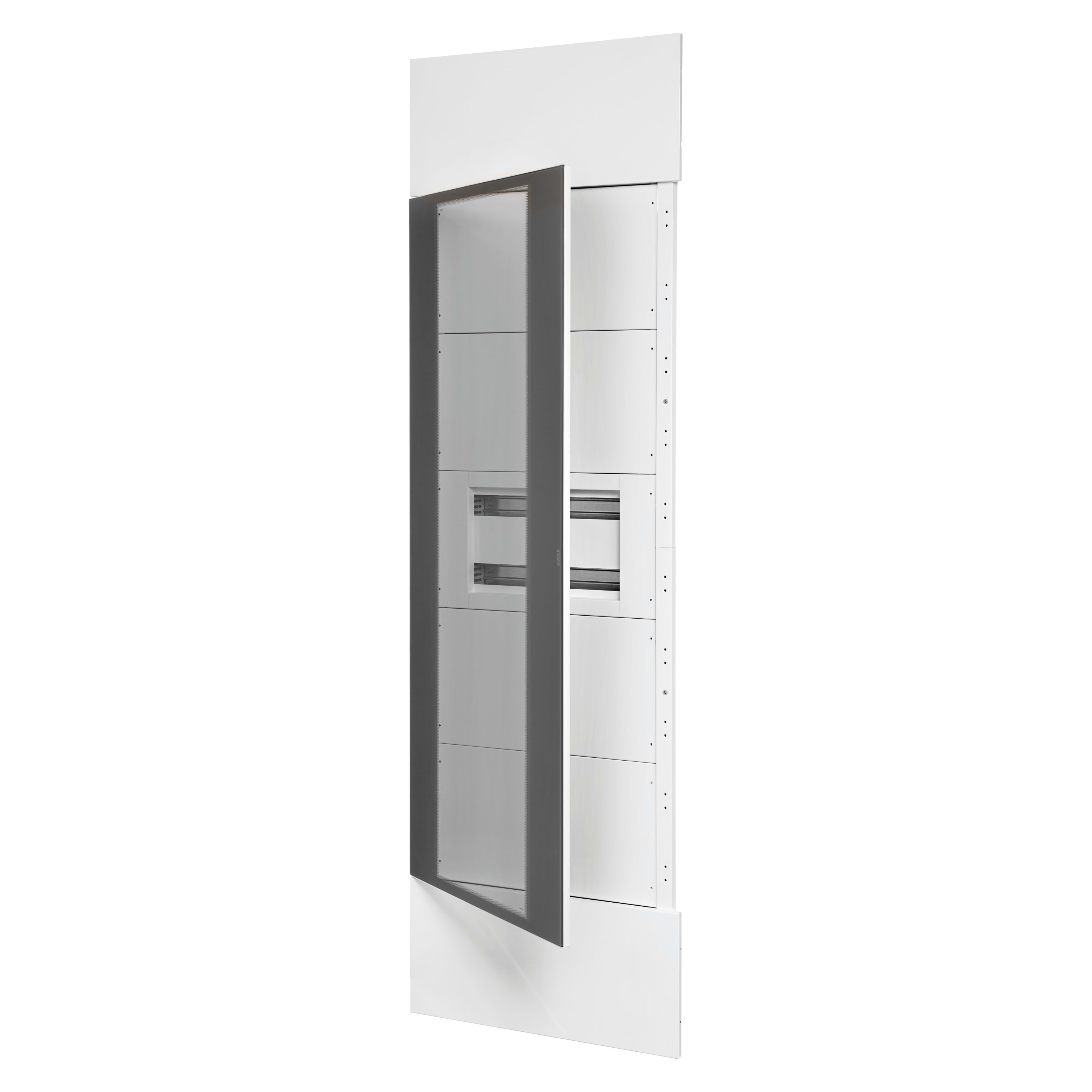 GEWISS - DOMO CENTER - KIT FRONTALE - PORTA VETRO TRASPARENTE FUME - 1 CENTRALINO 40 MODULI - H.2400 - METALLO - BIANCO RAL 9003